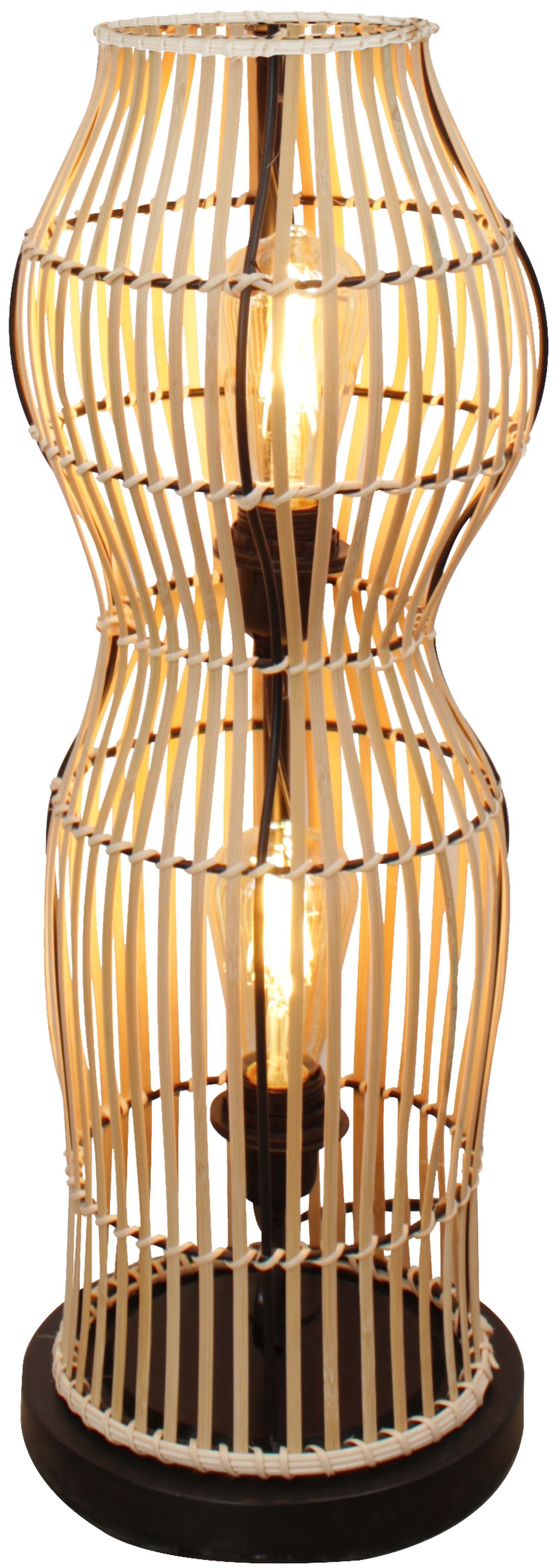 Lampadaire moderne en bambou naturel noir E27 60 cm 2-flmg