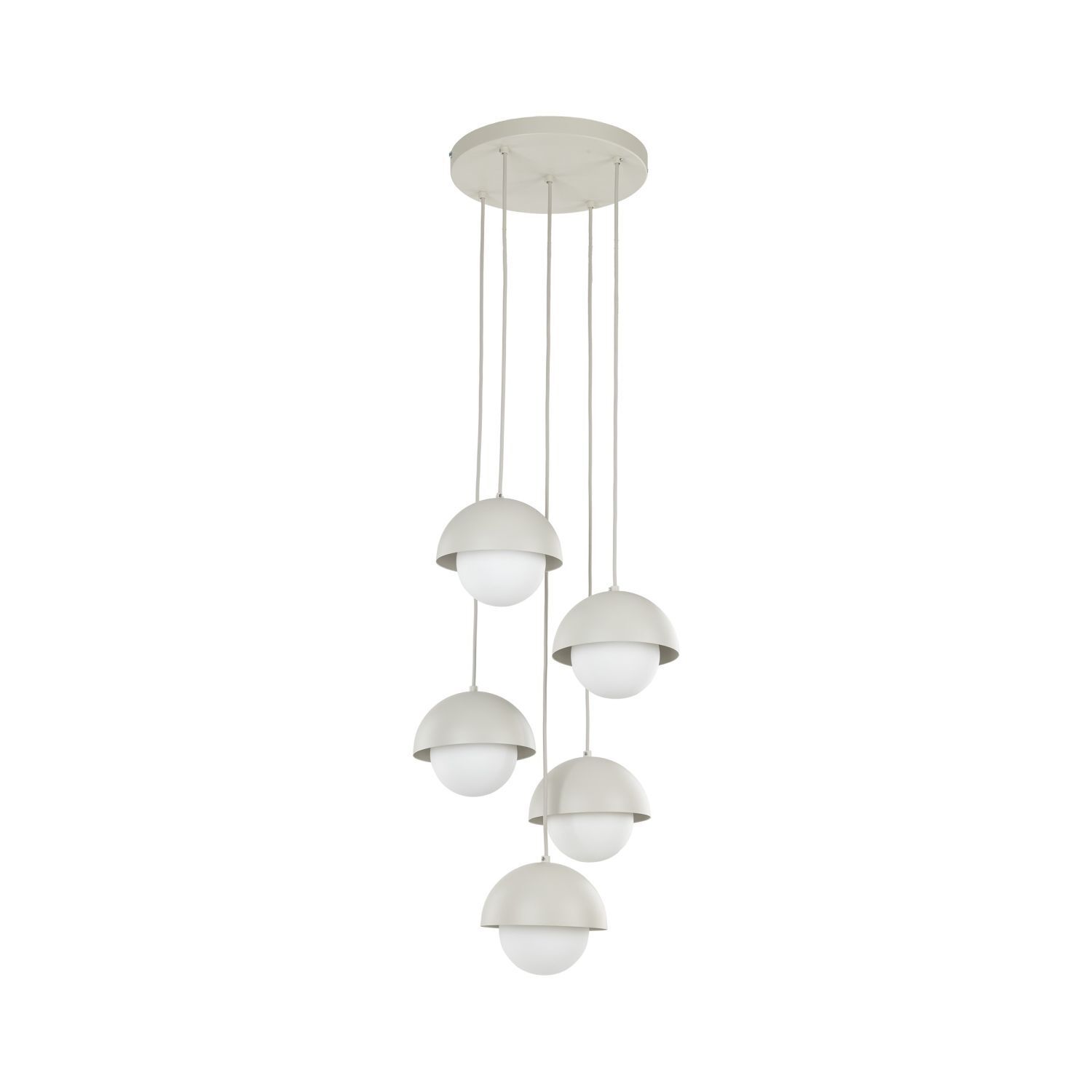 Lampe à suspendre métal verre G9 H : max. 1,4 m Beige Blanc 5 flammes