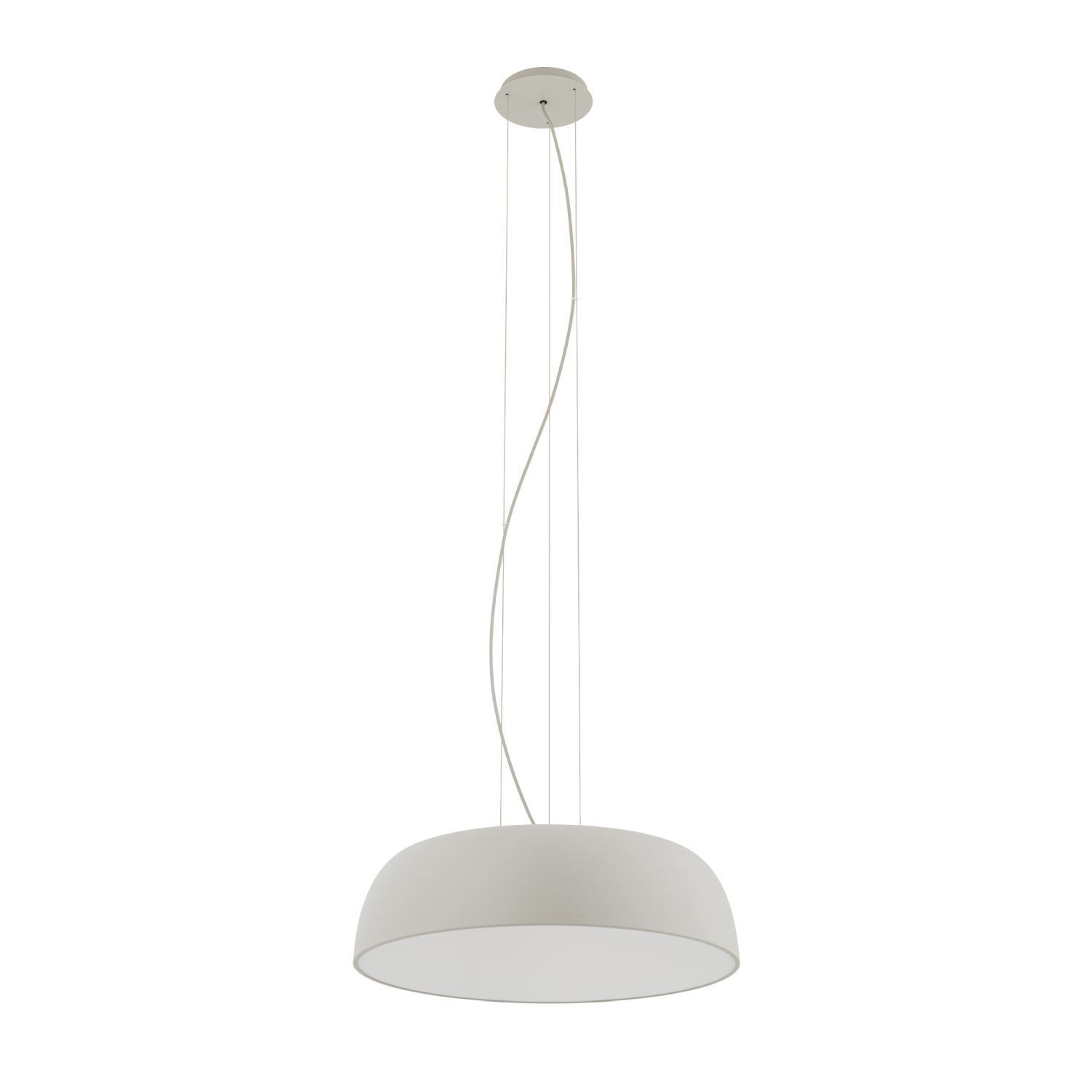 Suspension ronde métal gris soie blanc E27 Ø58 cm