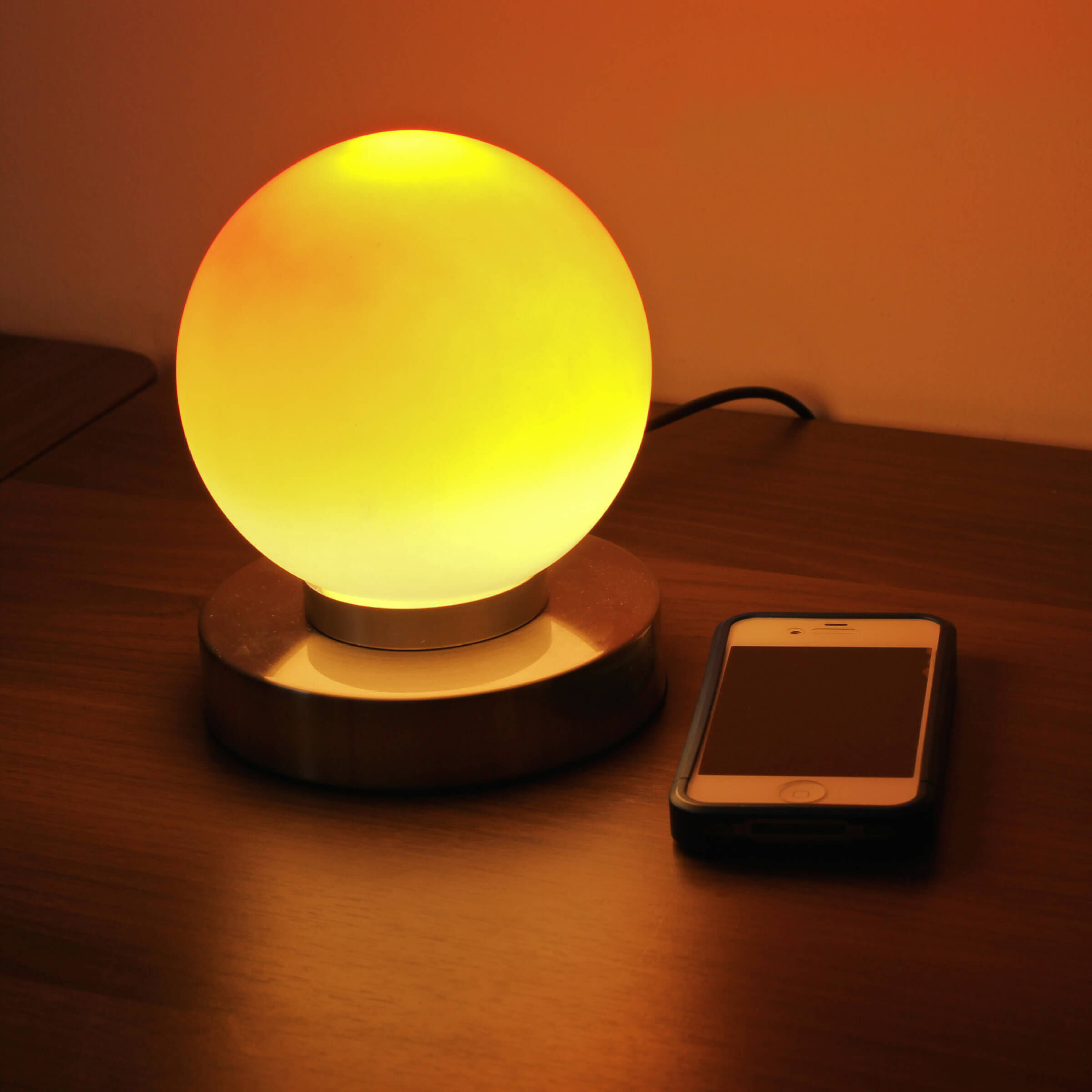 Lampe de table ronde moderne tactile E14 PRINZ Touch Orange