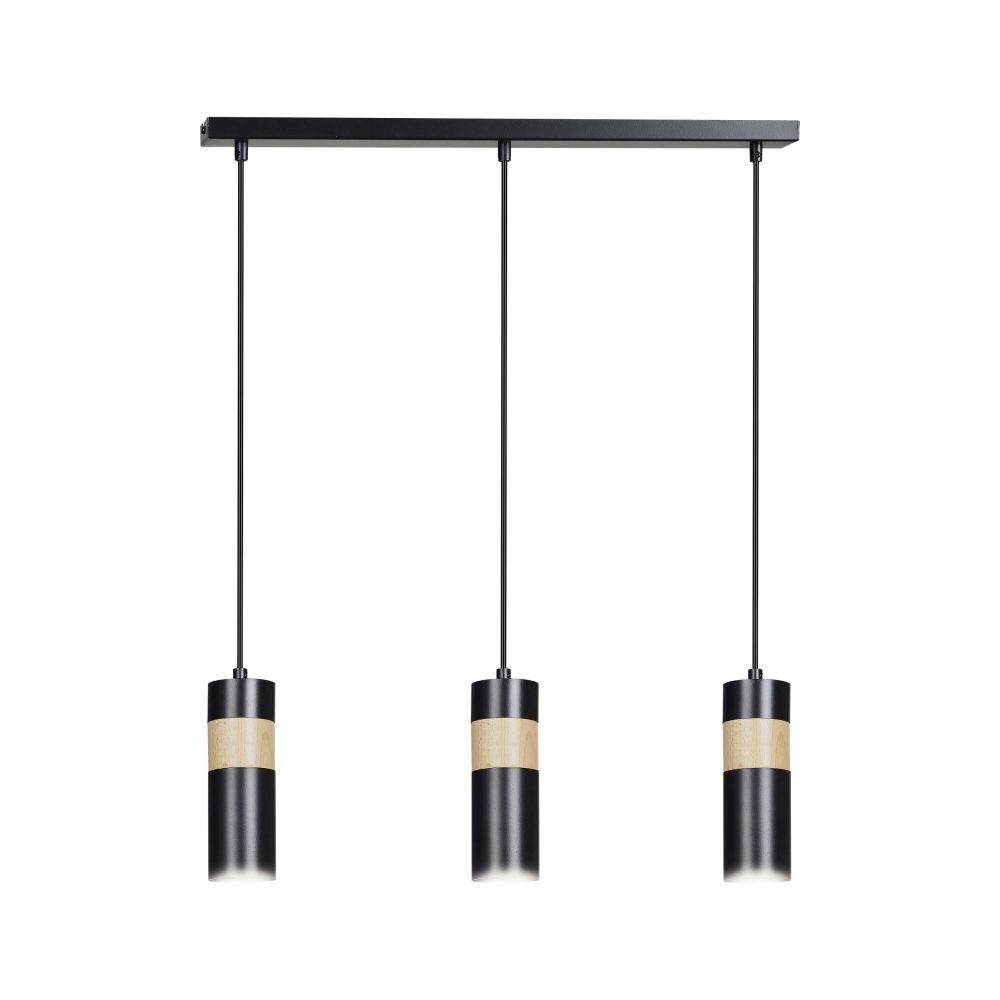 Suspension Noir Scandinave 3 flammes GU10