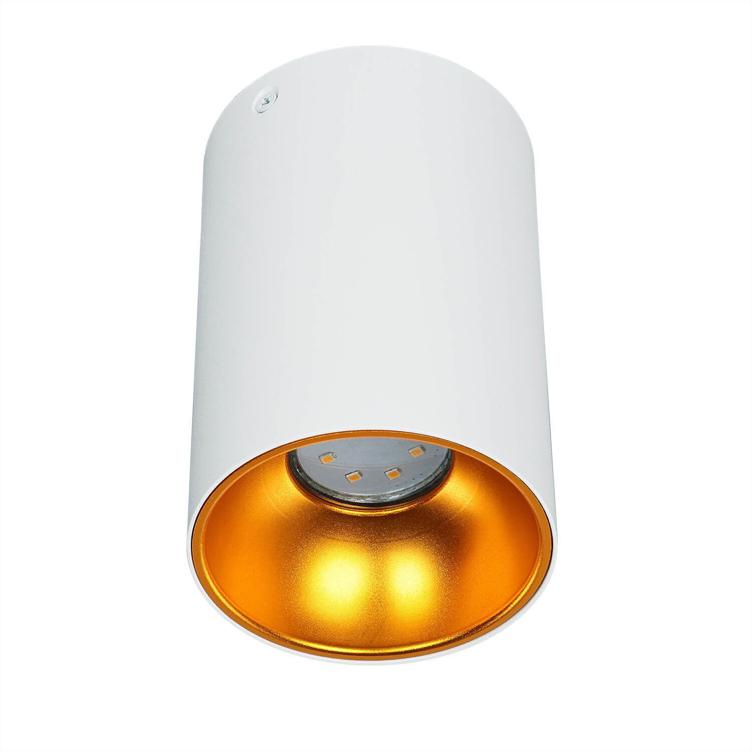 Deckenspot rund Ø 9,5 cm klein Metall GU10 Weiß Kupfer-Gold Wandleuchte, LED-Lampe, Außenleuchte, Downlight-Lampe, weiße Leuchte