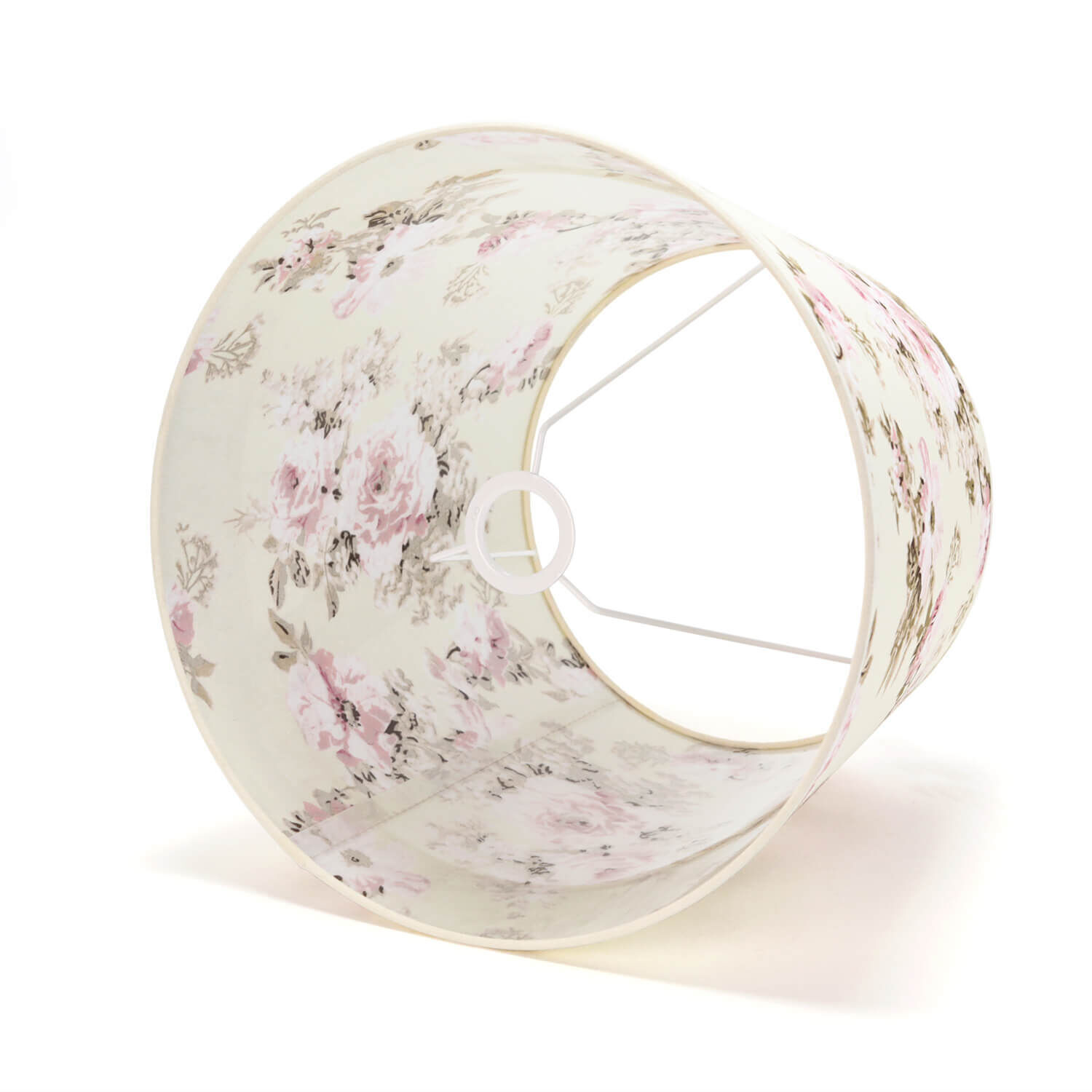 Tissu Abat-jour Lampadaire Blanc Rose Fleurs E27