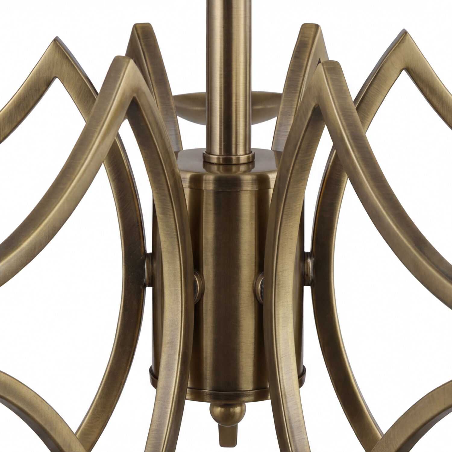 Kronleuchter, Messing, Metall, gekrümmte Arme, zentraler Stiel