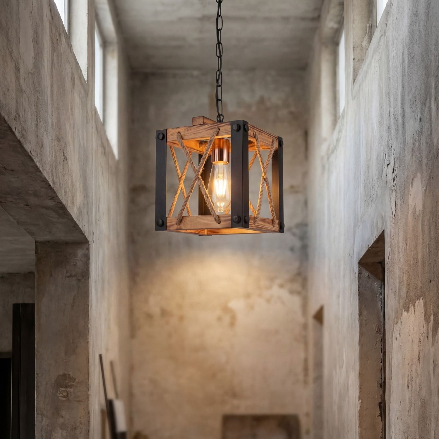 Hängelampe, Küchenlampe, Lampenfassung, Rope-Lamp, Industrie-Design