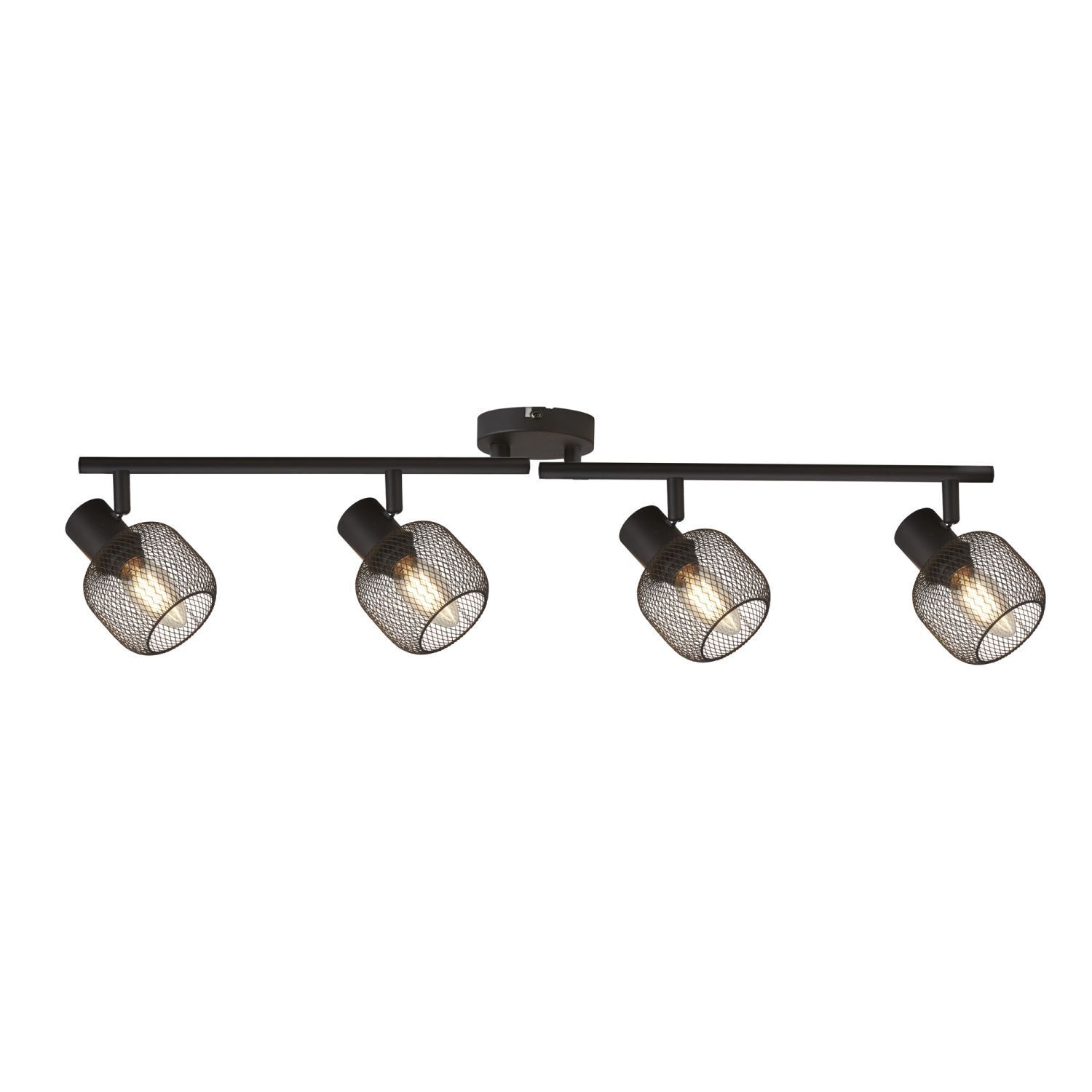 Spot de plafond 4 flammes E14 noir métal rétro design