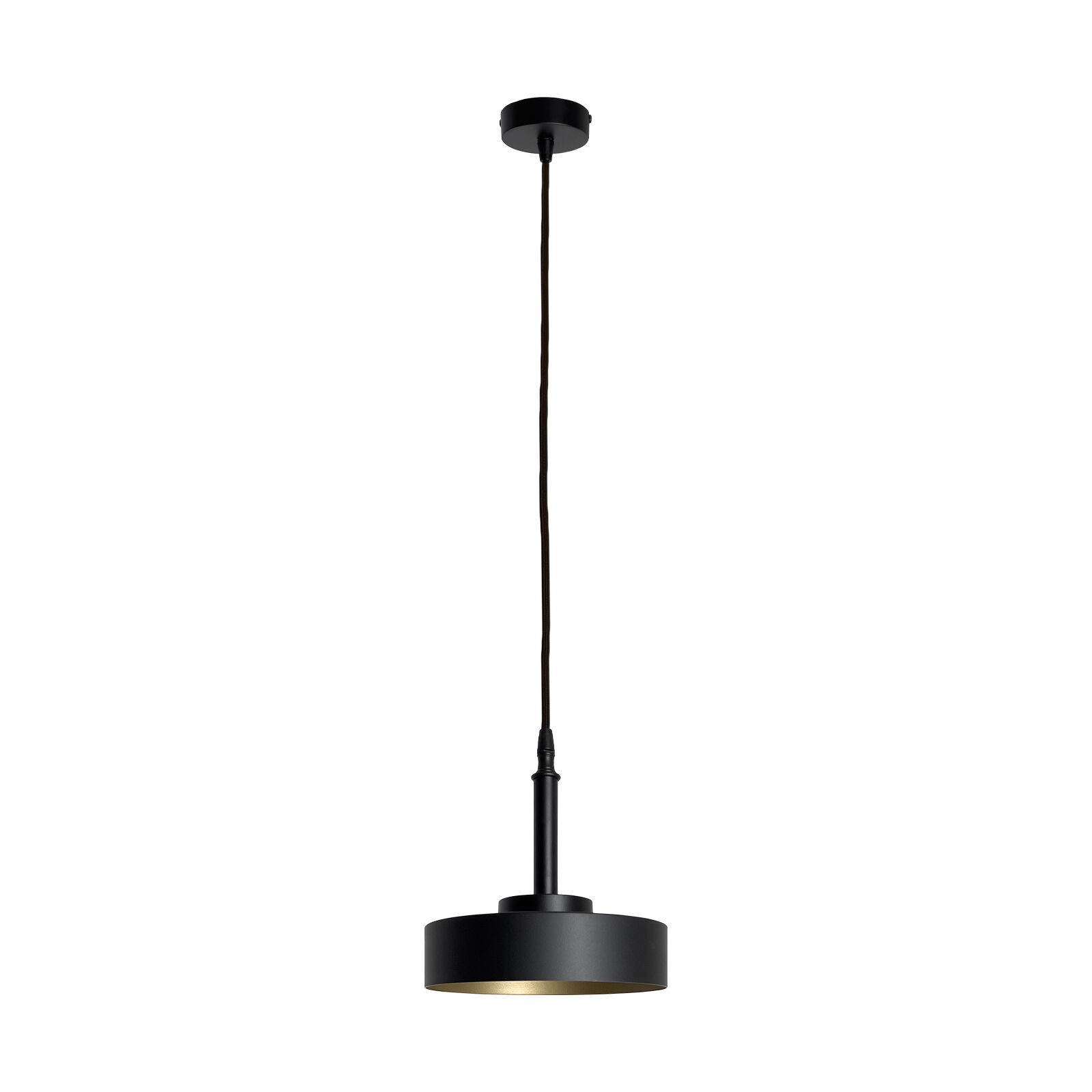 Suspension ronde noir mat or E27 D : 20 cm