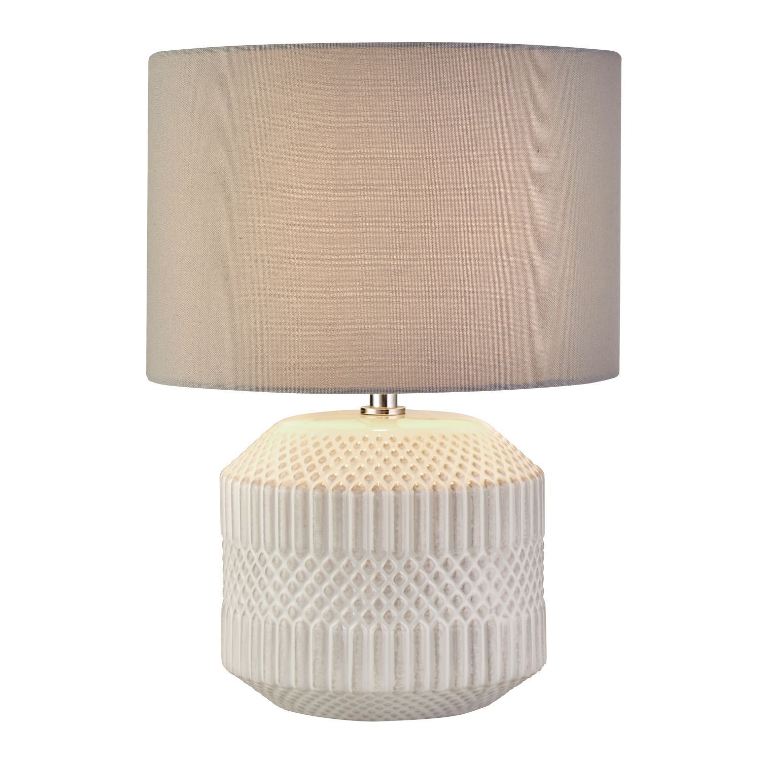 Lampe de table Blanc Gris E14 37,5 cm Ø 27 cm Céramique Tissu