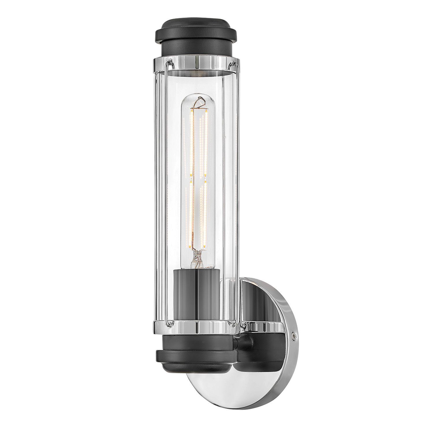 Lampe de salle de bain murale IP44 en chrome noir verre métal E27