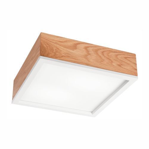 Lampe de plafonnier naturelle chêne verre L:31 cm E27 2-flmg