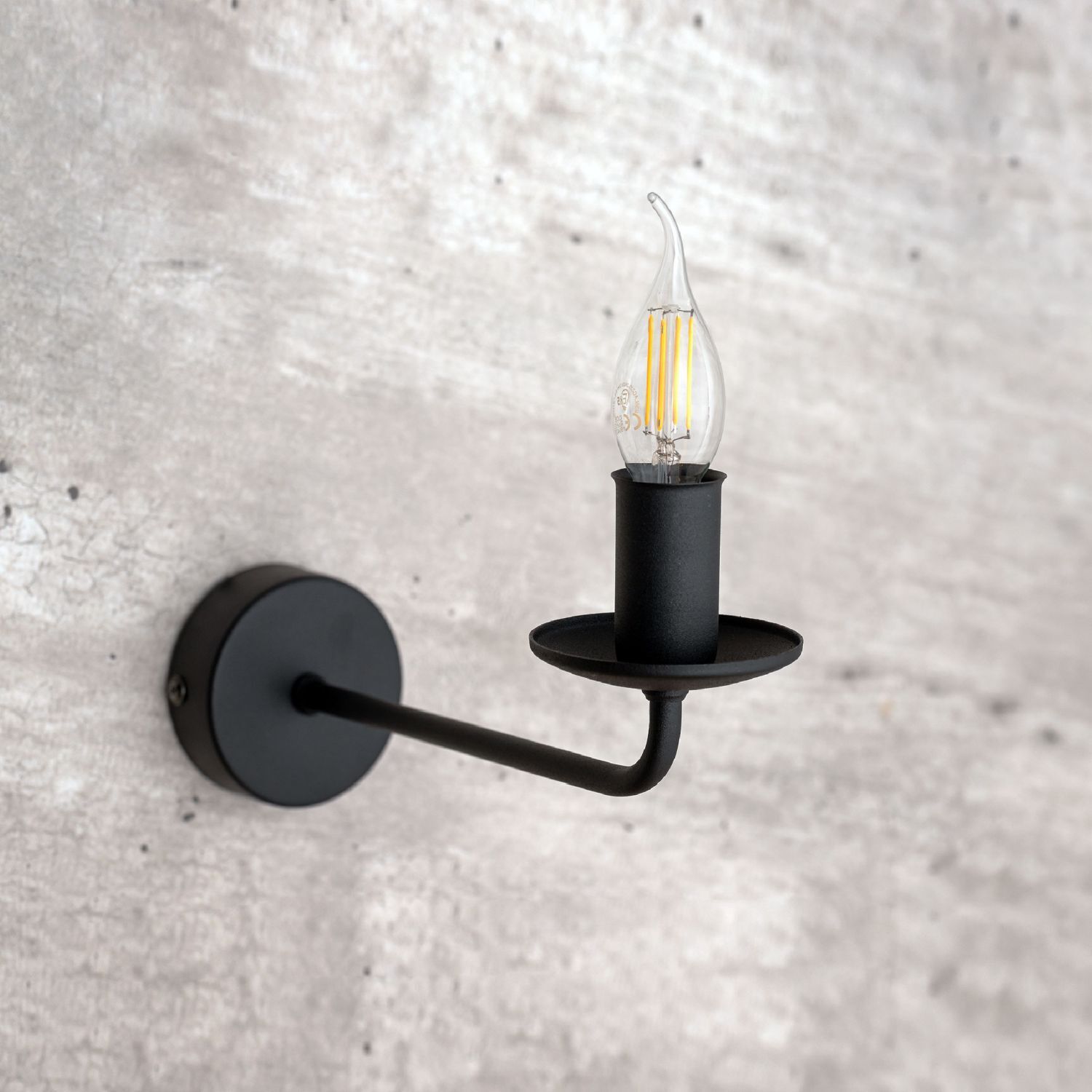 Applique Rustique Métal Noir pour E27 décoratif