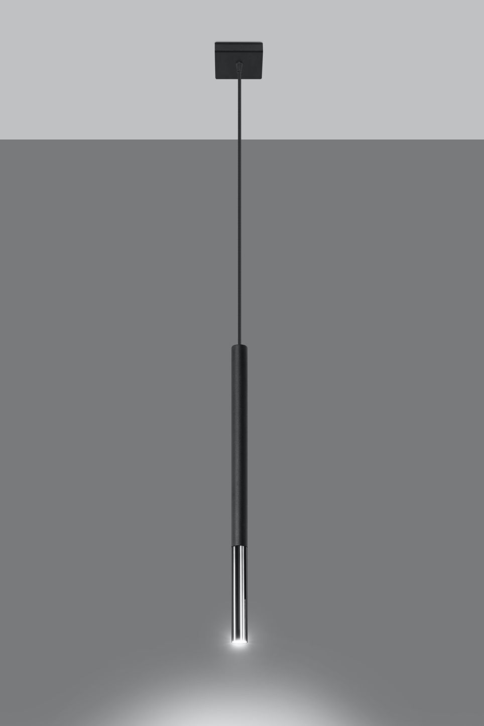Lampe à suspendre métal noir chrome Ø 2,5 cm cylindre étroit