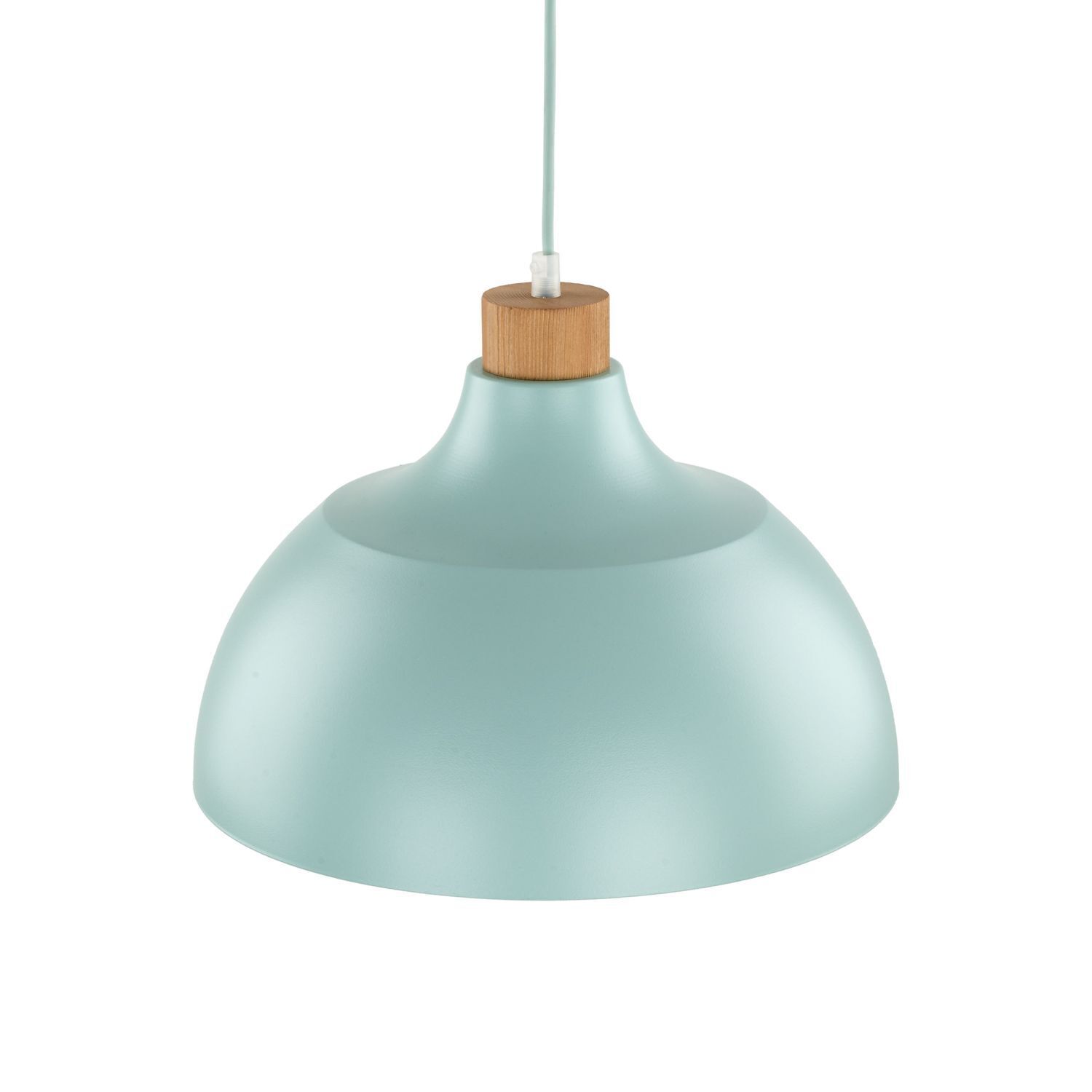 Lampe à suspendre métal bois Ø 34 cm rond menthe verte E27 Retro