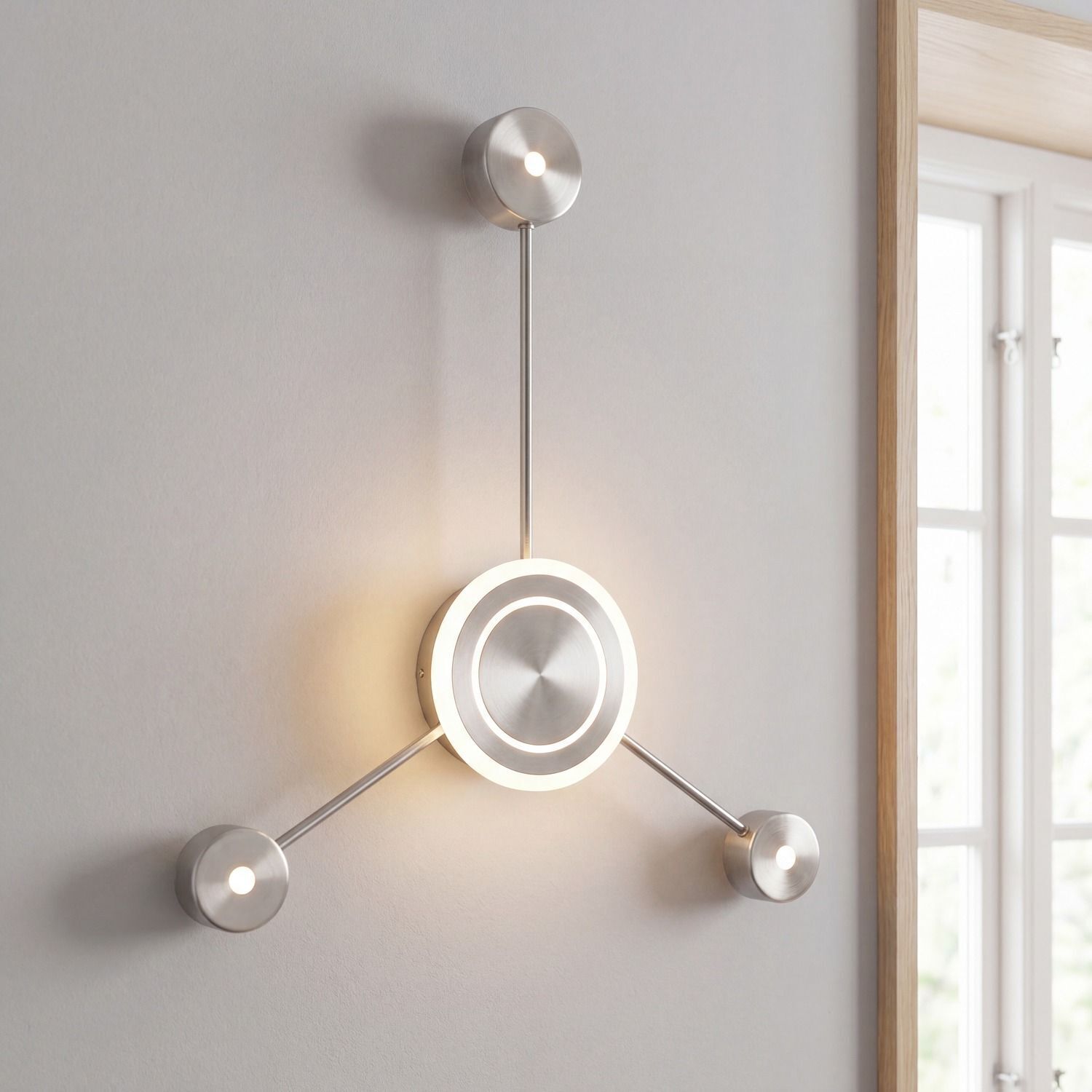 Applique LED aluminium dimmable H:53 cm 3000 K argent Wandlampe, LED, modern, Stahl, Wandlicht