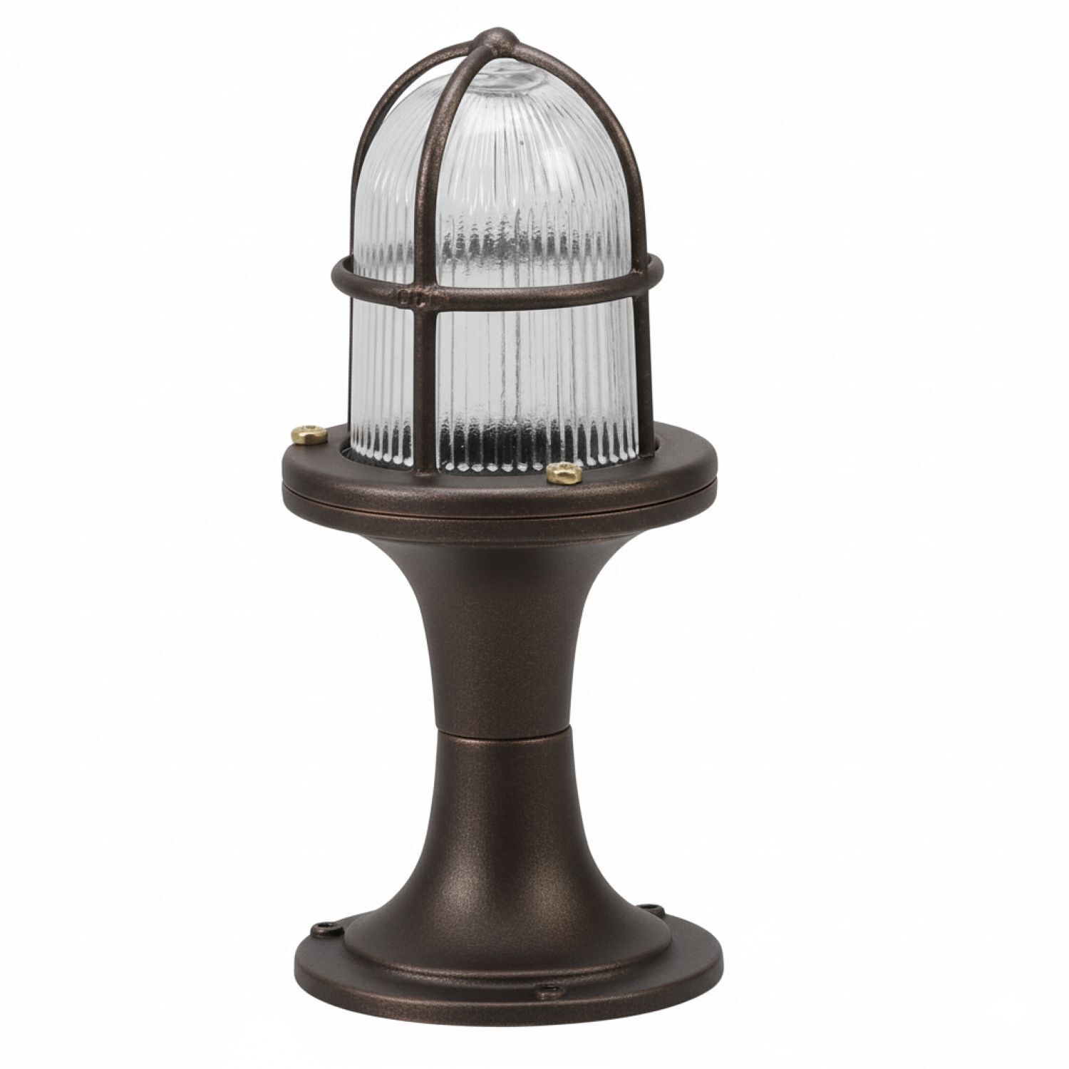 Sockelleuchte Echt-Messing Glas 25 cm hoch IP64 E27