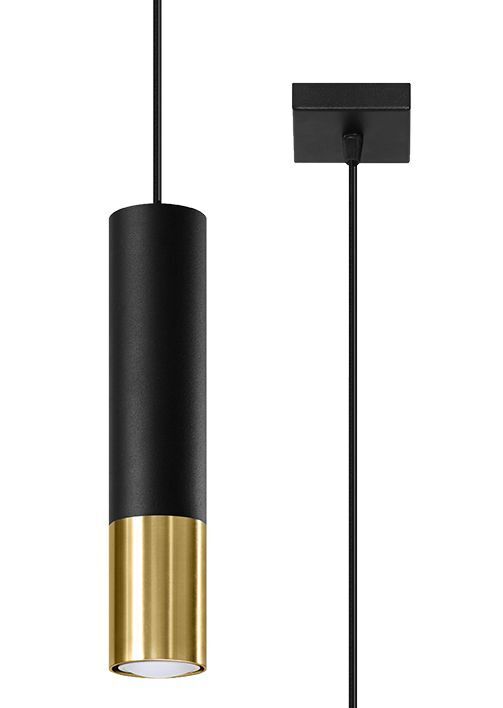 Lampe à suspendre noir or Ø 6 cm étroit GU10 métal