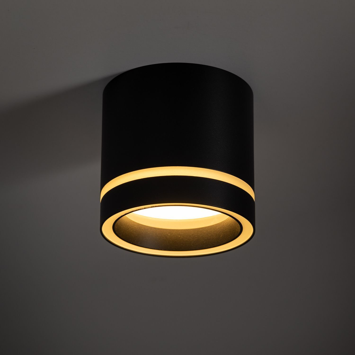 Lampe de plafonnier noir apparent Ø 8,5 cm petit métal