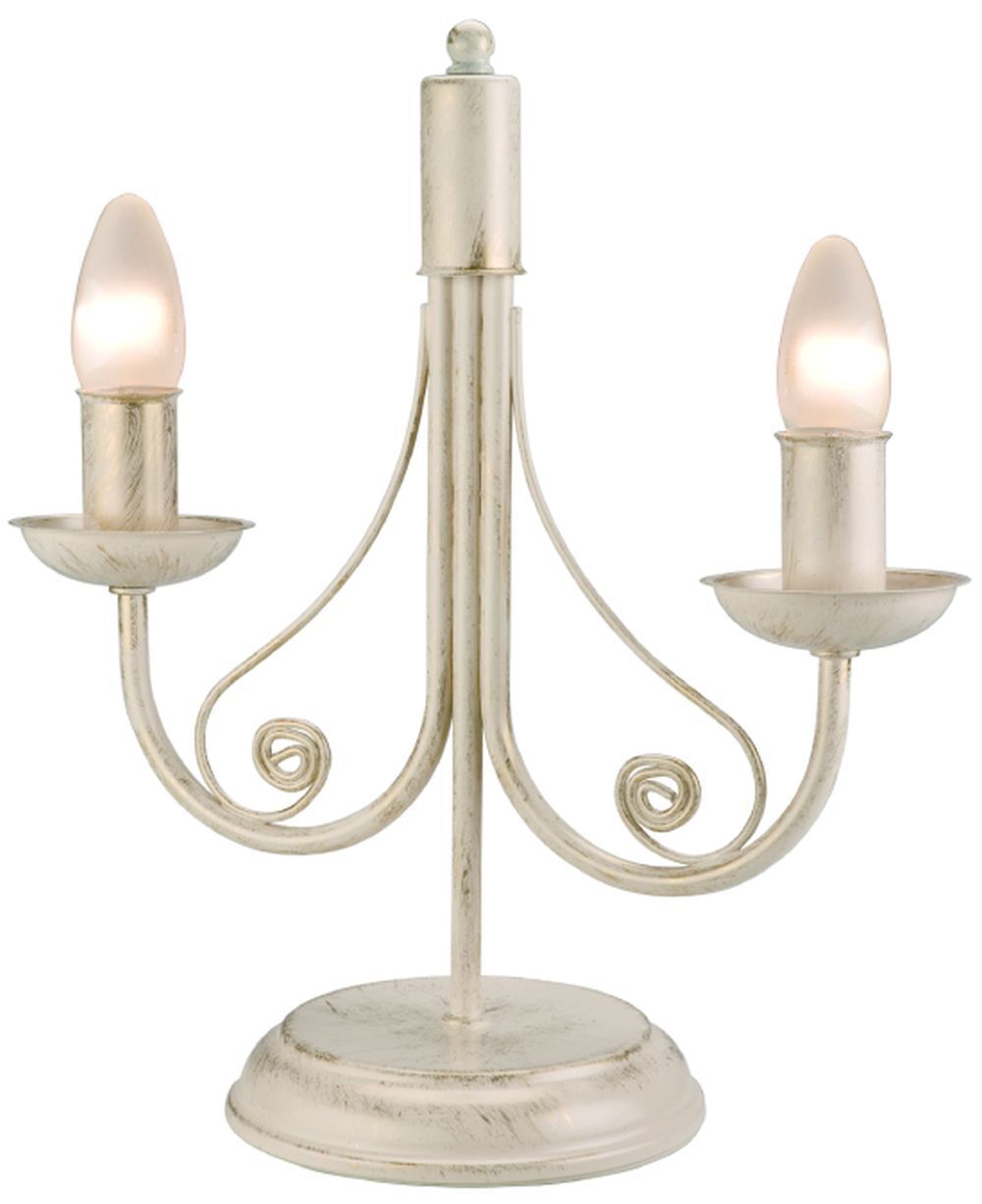 Lampe de table Shabby Blanc Métal H:36cm Rustique