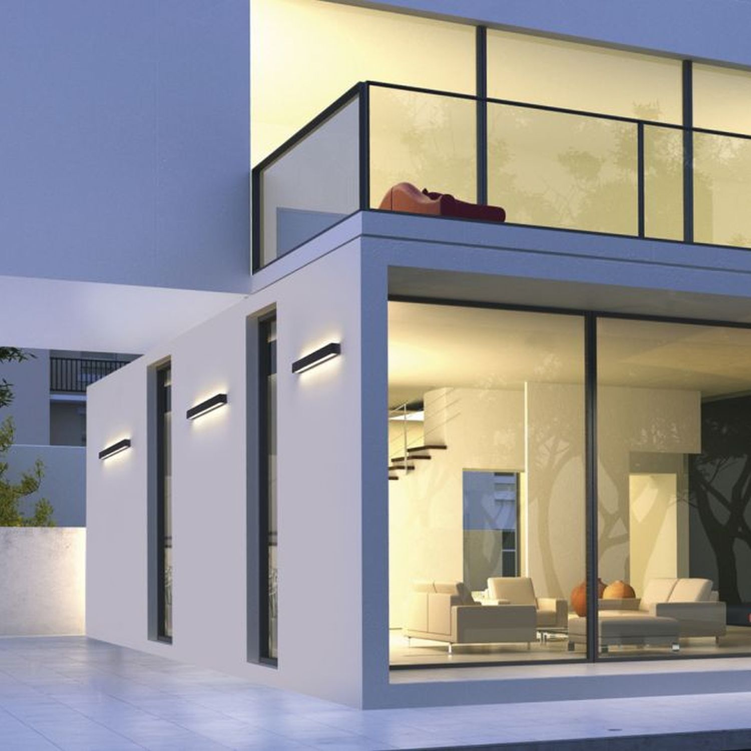 LED Außenleuchte Wand Aluminium B:50 cm IP65 Up & Down Gebäude, Wohnen, Villa, Tür, Innenarchitektur