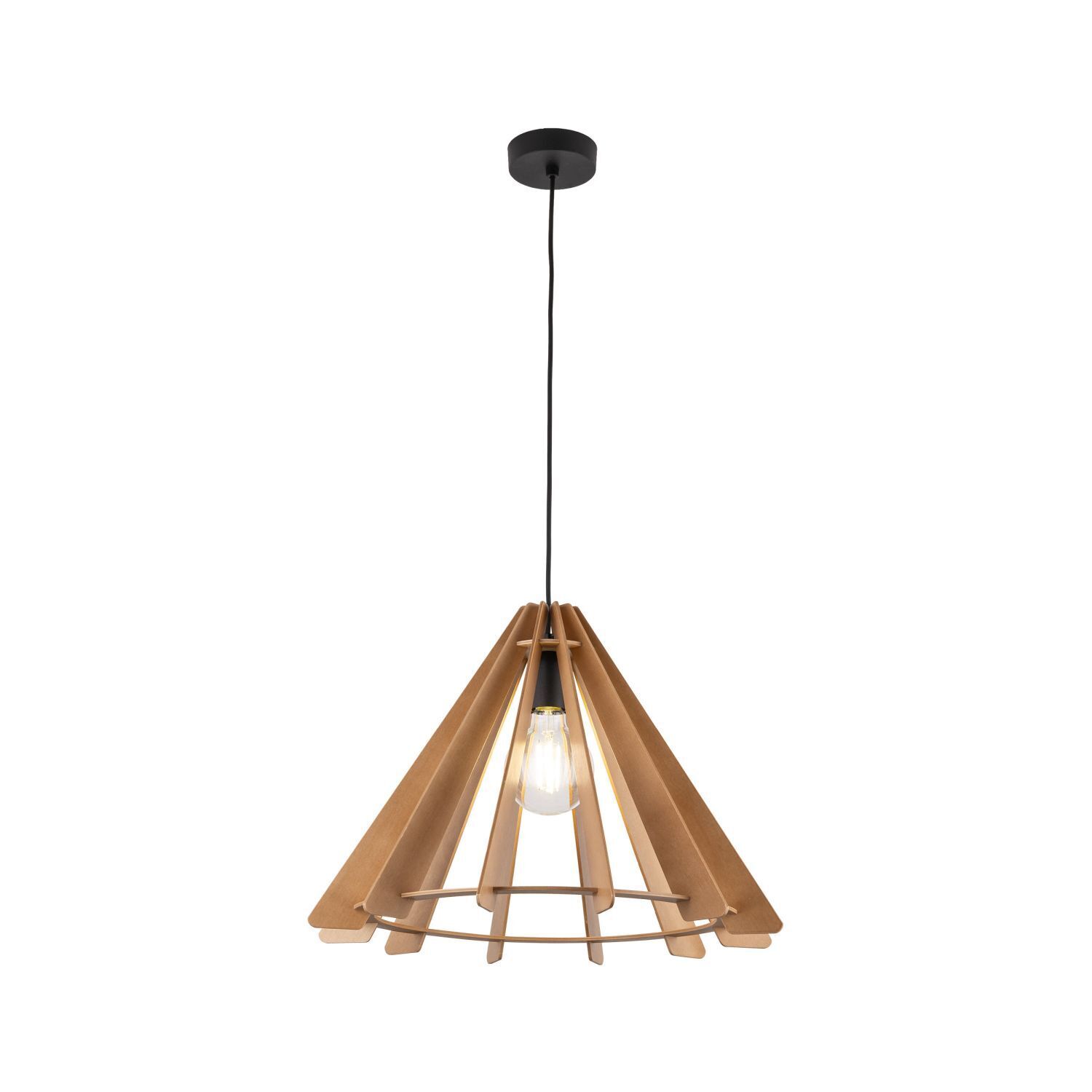 Suspension en bois E27 Ø 50 cm H : max. 160 cm réglable
