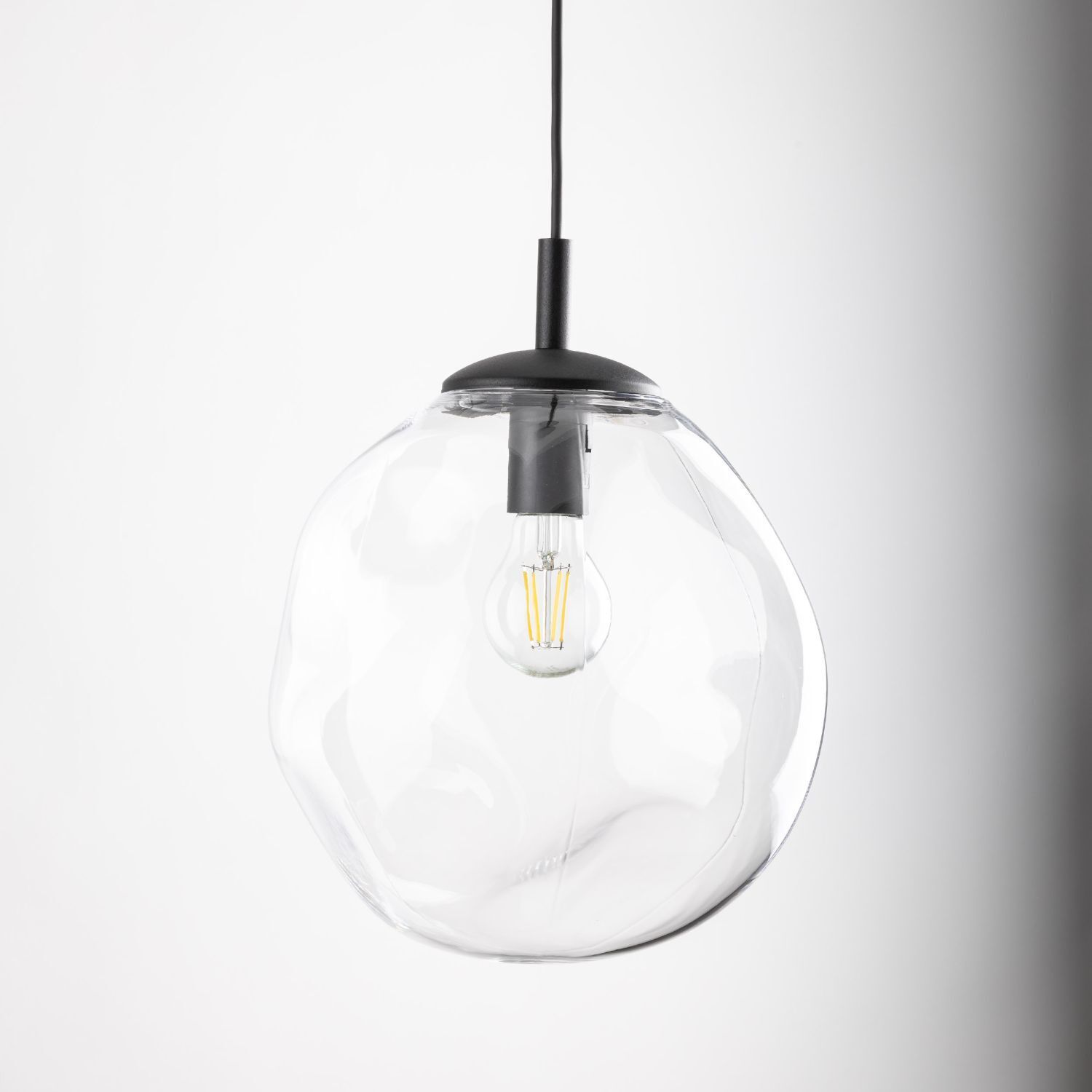Suspension verre L : 25 cm H : max. 175 cm réglable E27