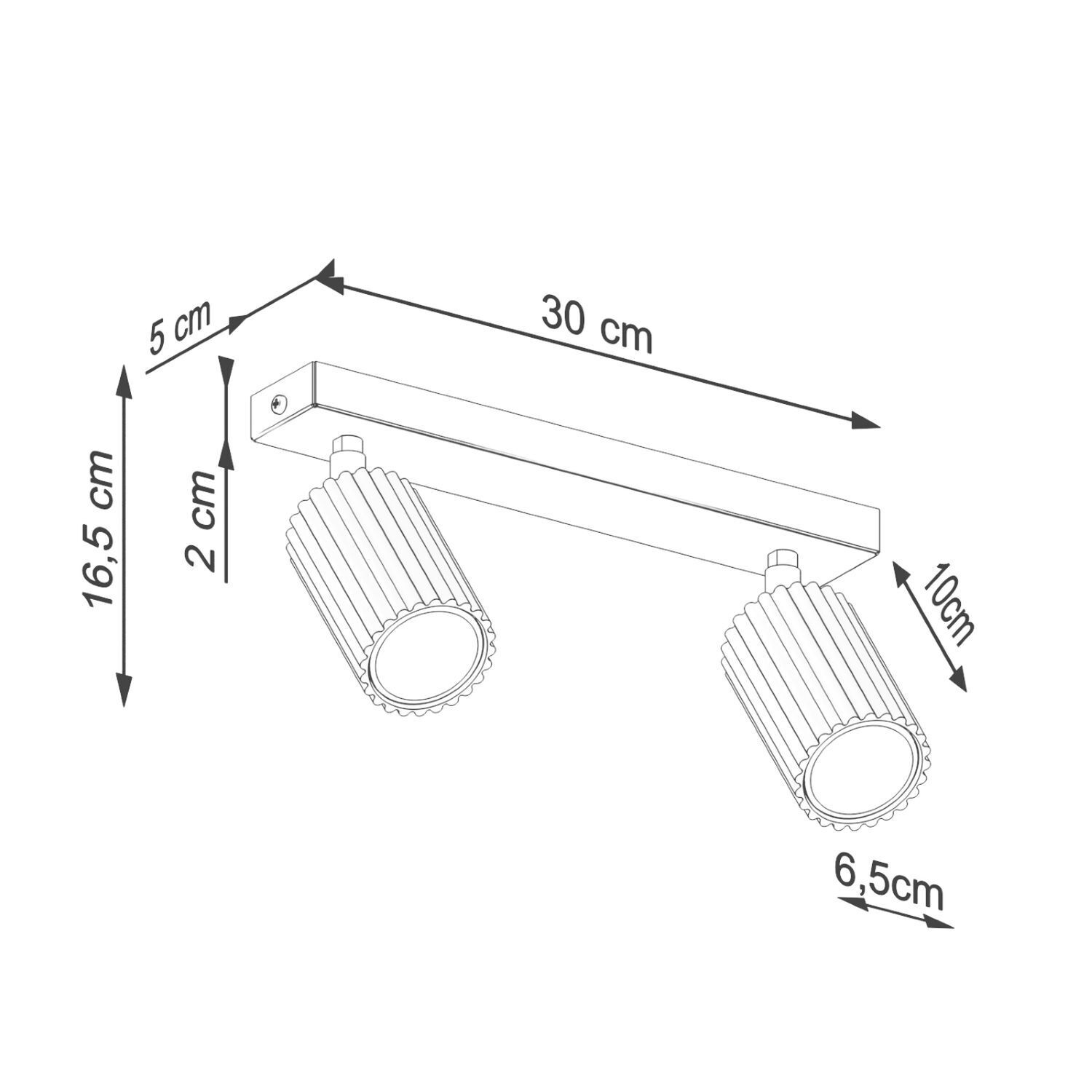Spot de plafond doré à 2 flammes GU10 L : 30 cm orientable
