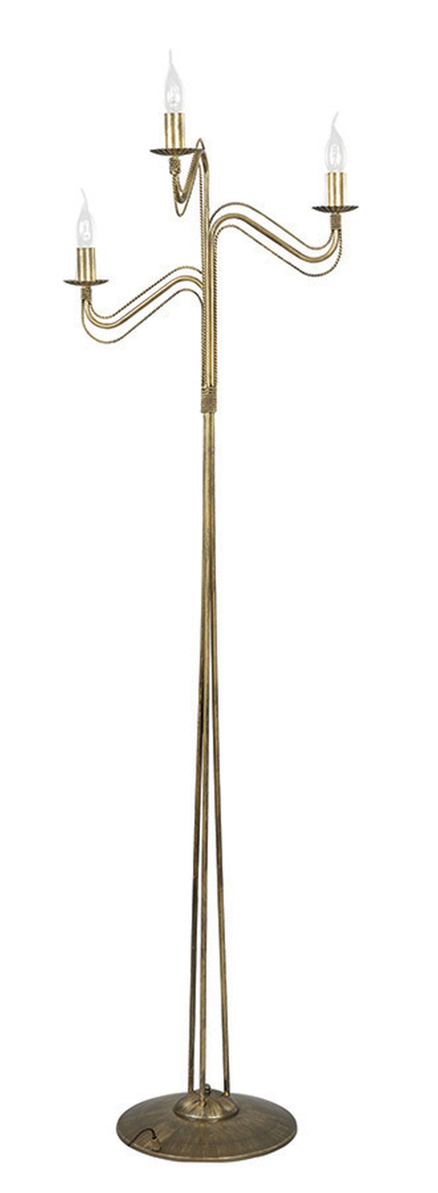 Lampadaire Or Antique 162cm Rustique 3-flamme E14