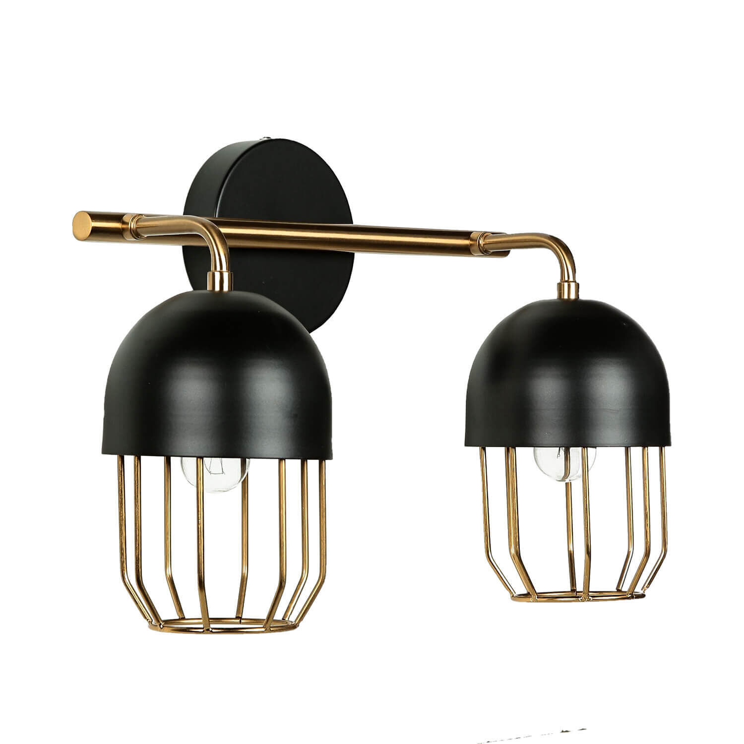 Wandleuchte Metall Schwarz Gold Loft Design 2x E14 QUINN Leuchte, Lampe