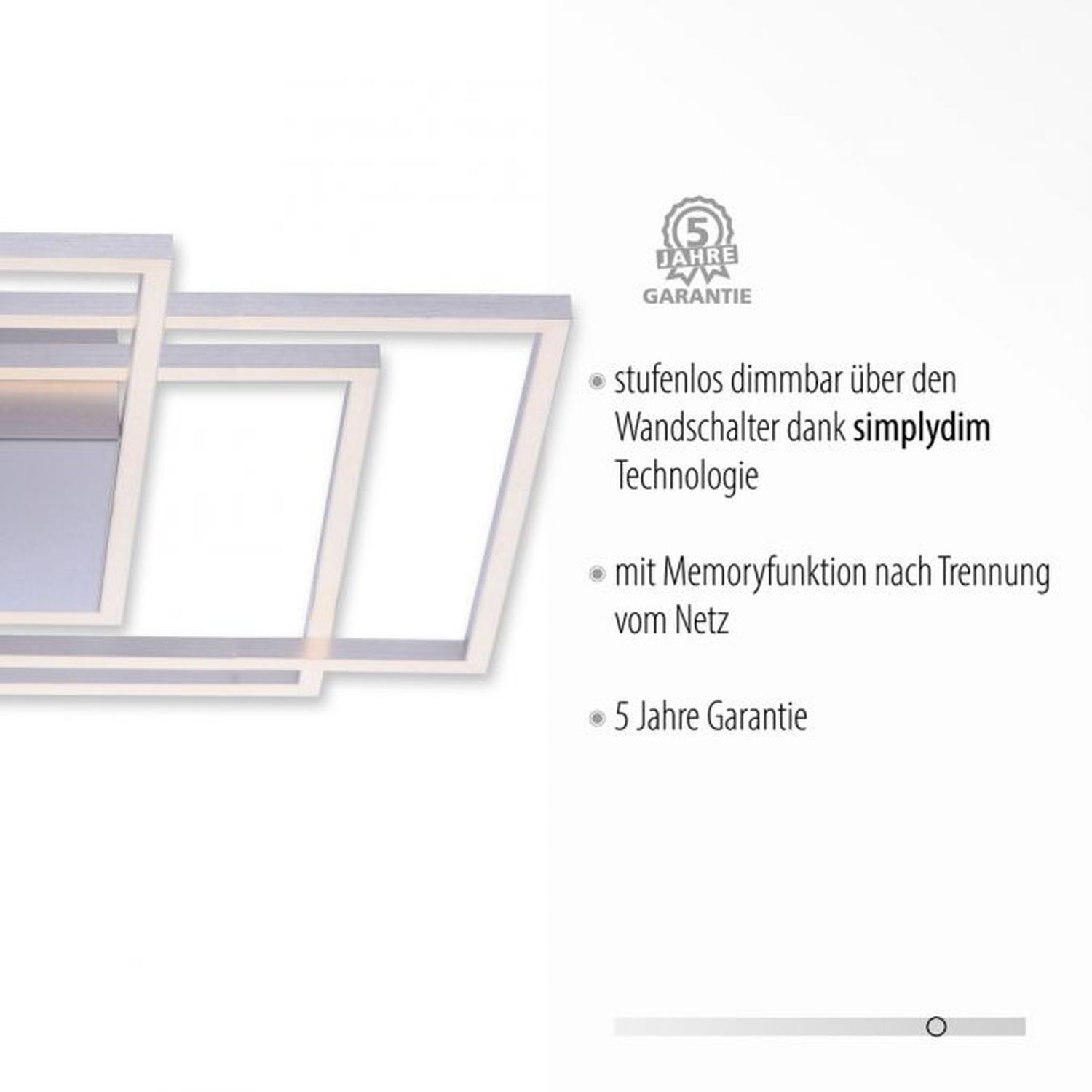 Lampe de plafonnier LED à intensité variable en acier L:75 cm 5760 lm Moderne