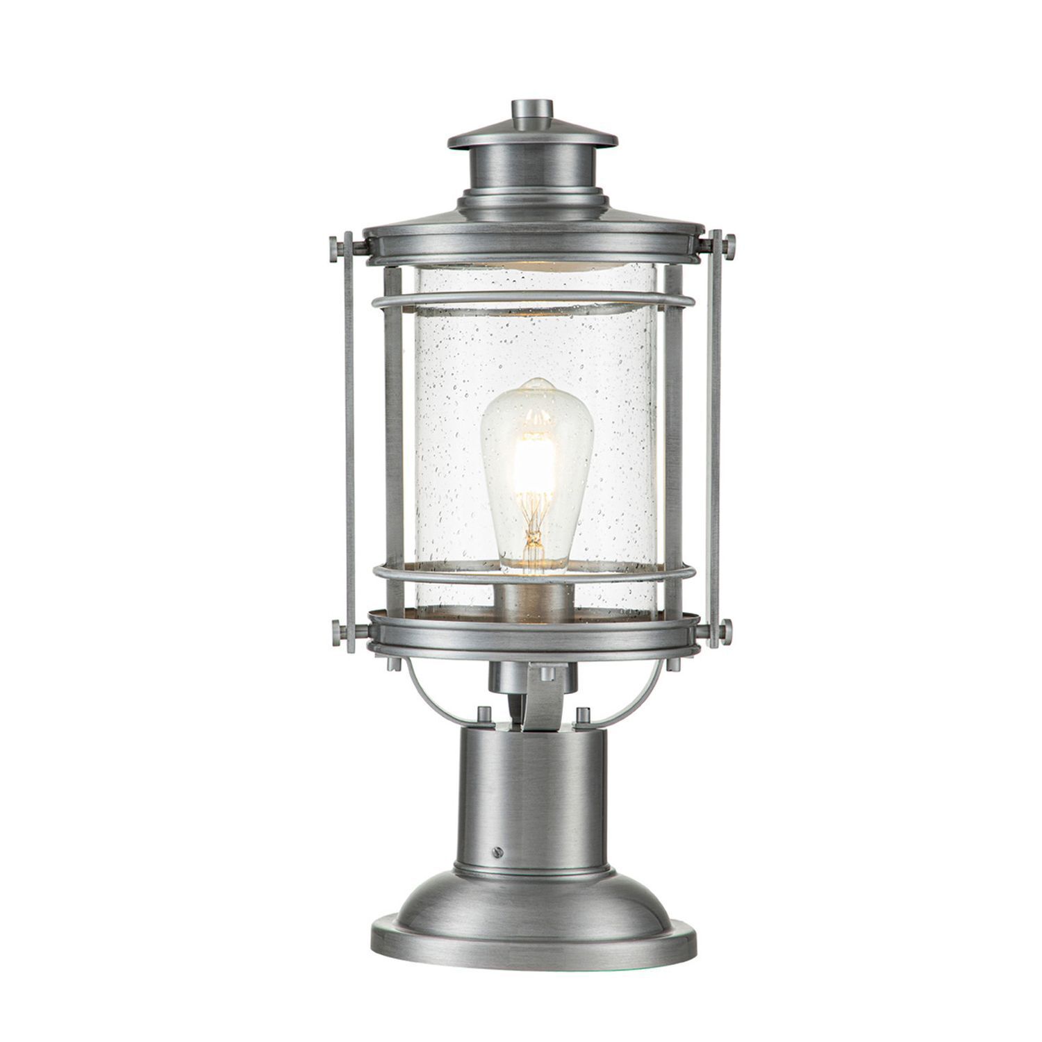 Lampe de socle aluminium verre E27 IP44 hauteur 46,6 cm