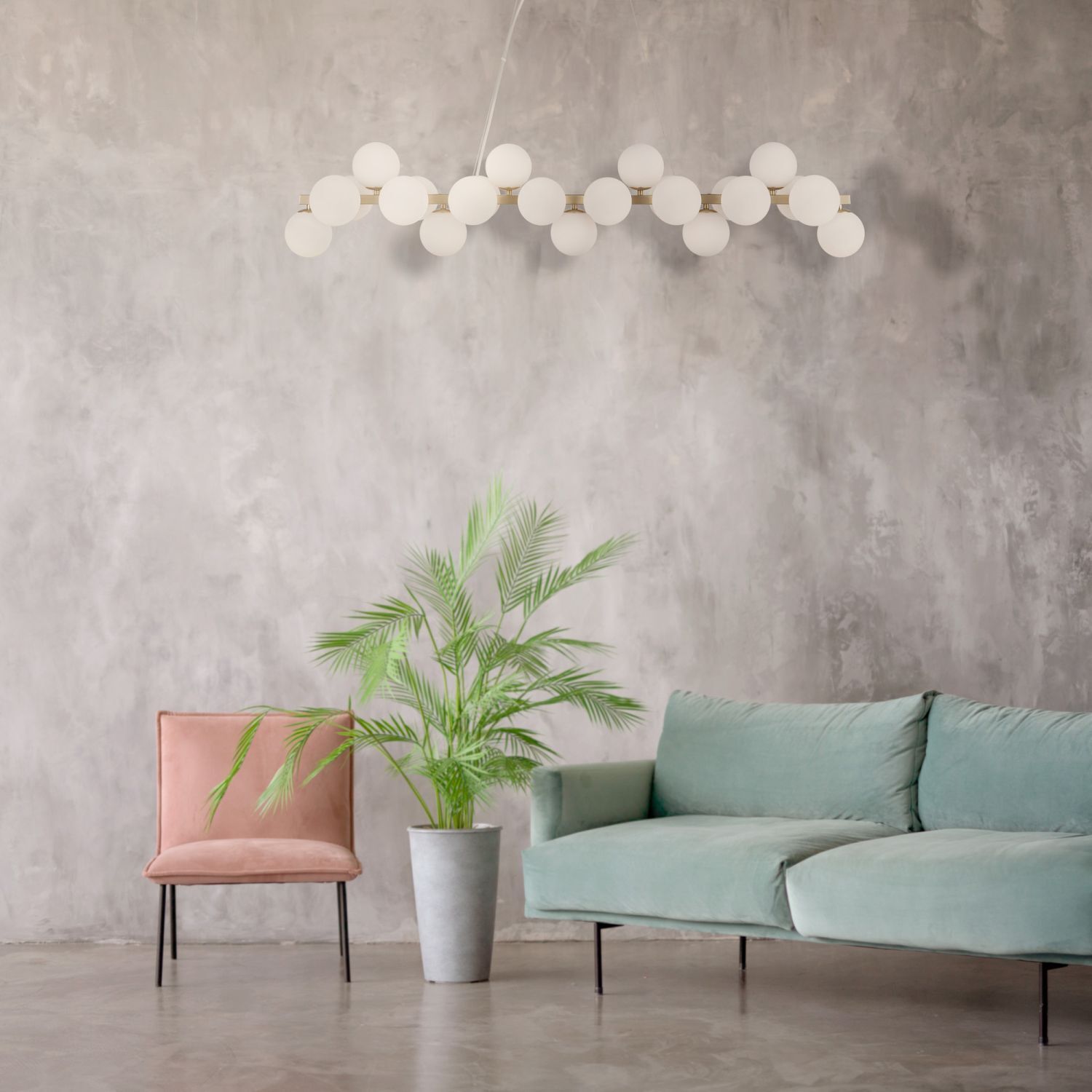 Lampe à suspendre métal verre H : max. 133,9 cm en or blanc