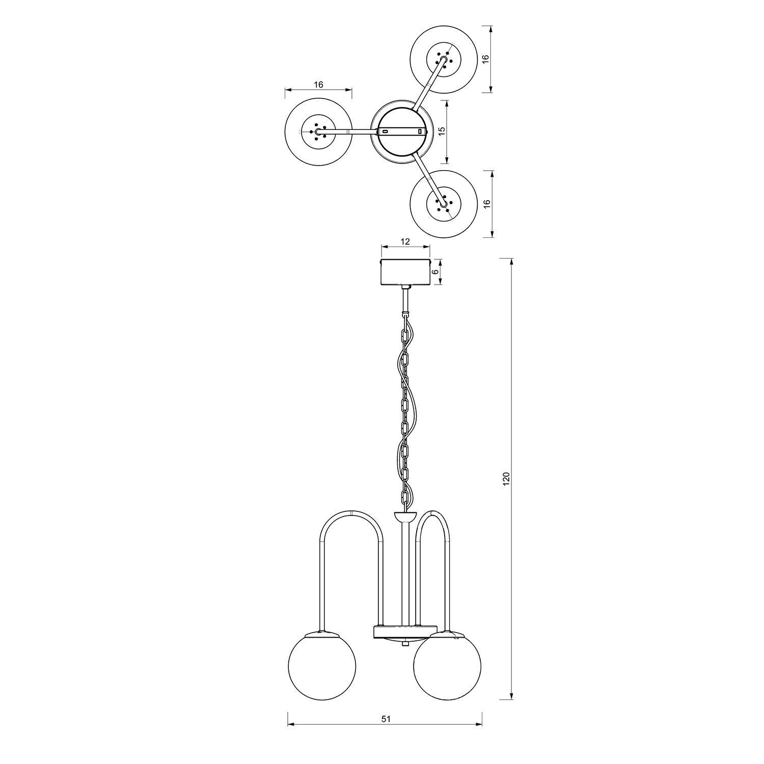 Suspension ronde en laiton noir gris fumé Ø51 cm