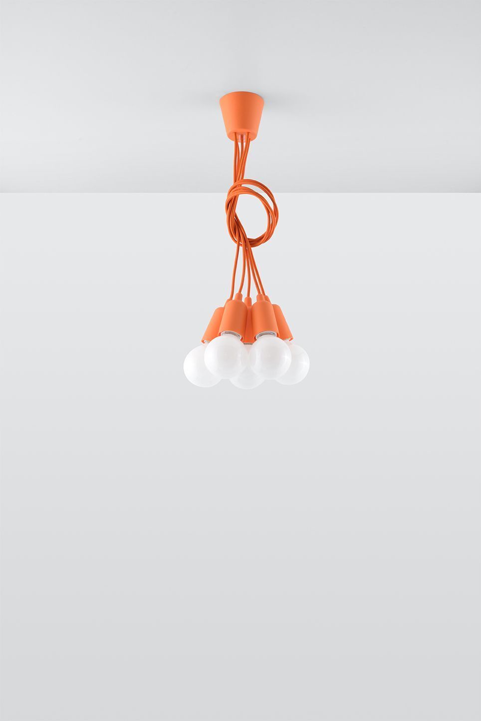 Suspension orange vif 5 flammes rétro NESSA