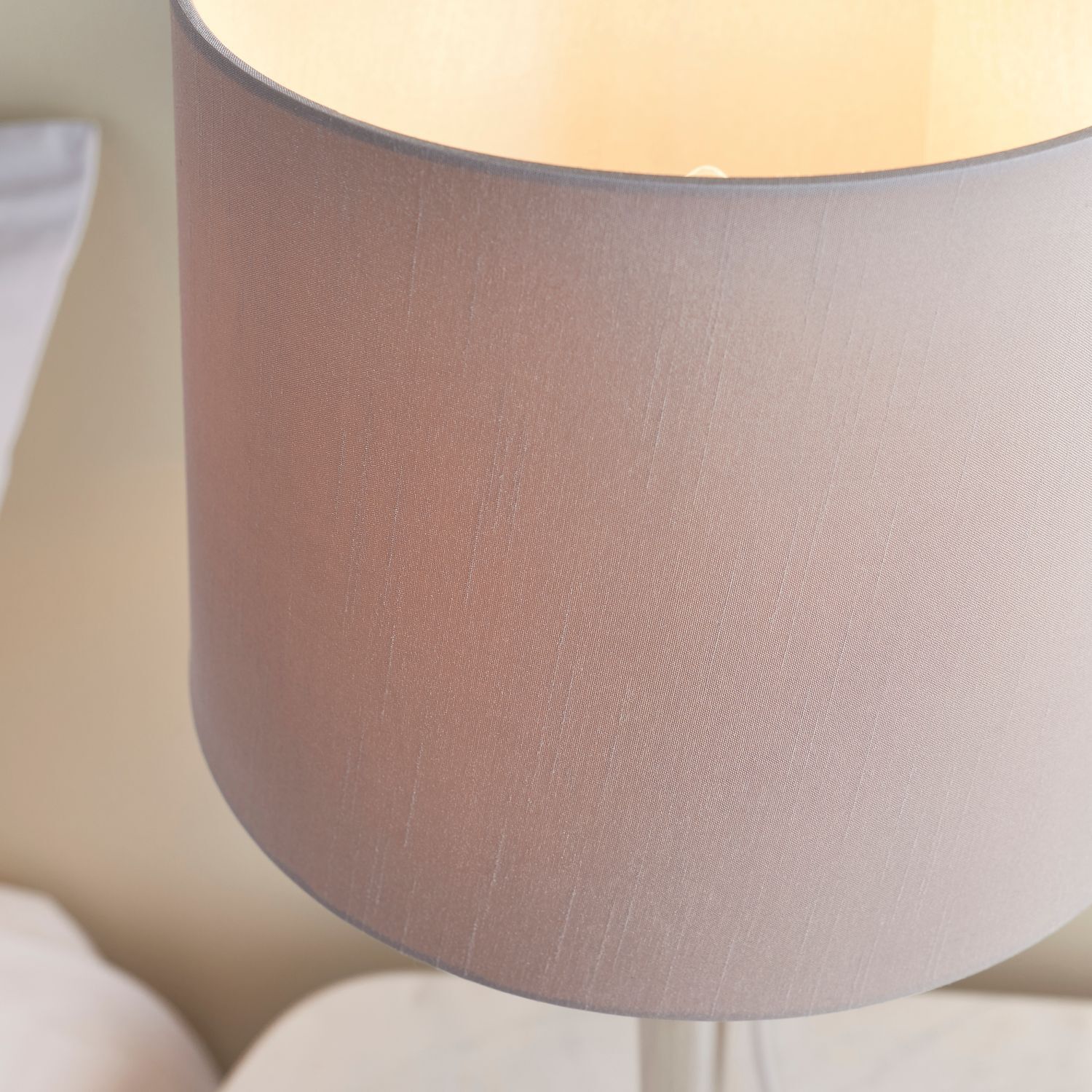 Lampe de table tissu métal 51,5 cm en nickel beige E14 FELIX