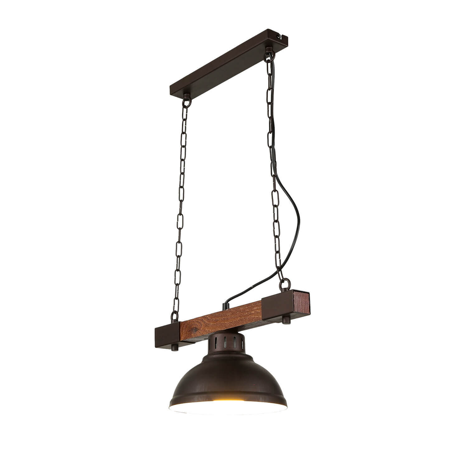 HAKON Lampe suspendue Bois véritable Marron Métal Vintage