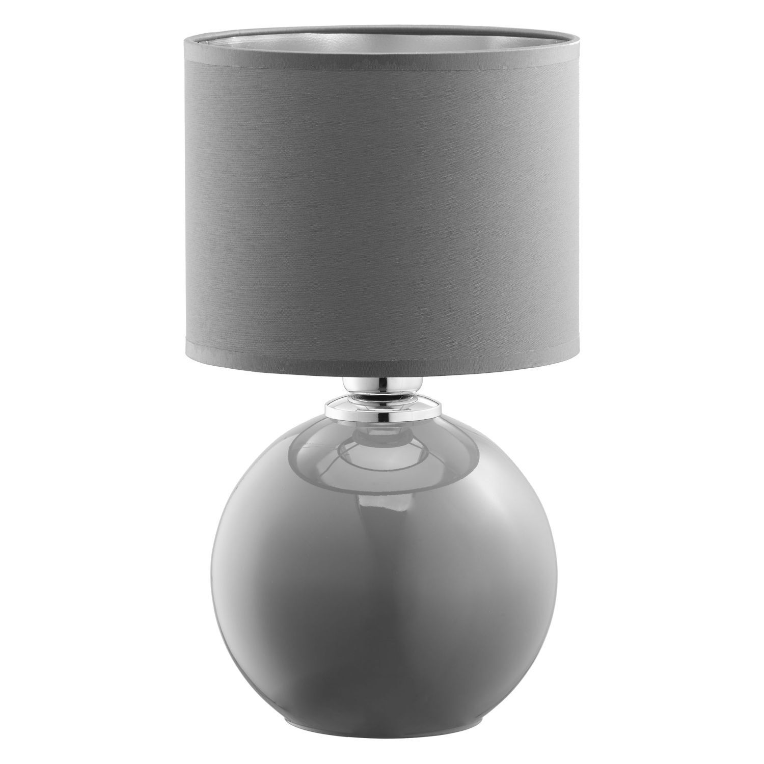 Lampe de chevet verre tissu gris graphite E27 36 cm