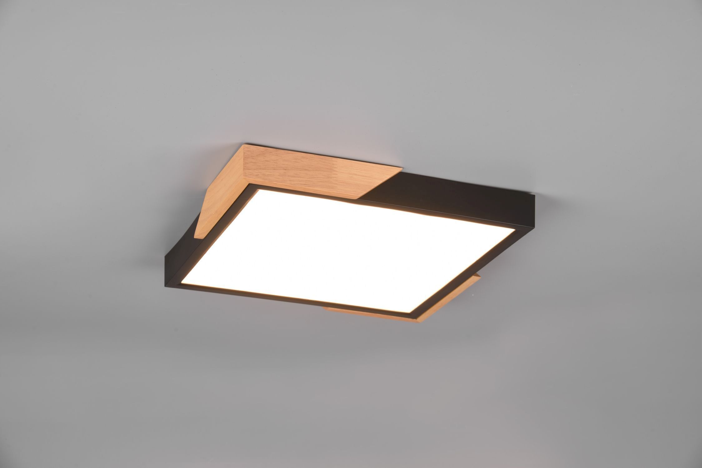 Plafonnier LED Bois 2400 lm L:31,5 cm Noir Naturel