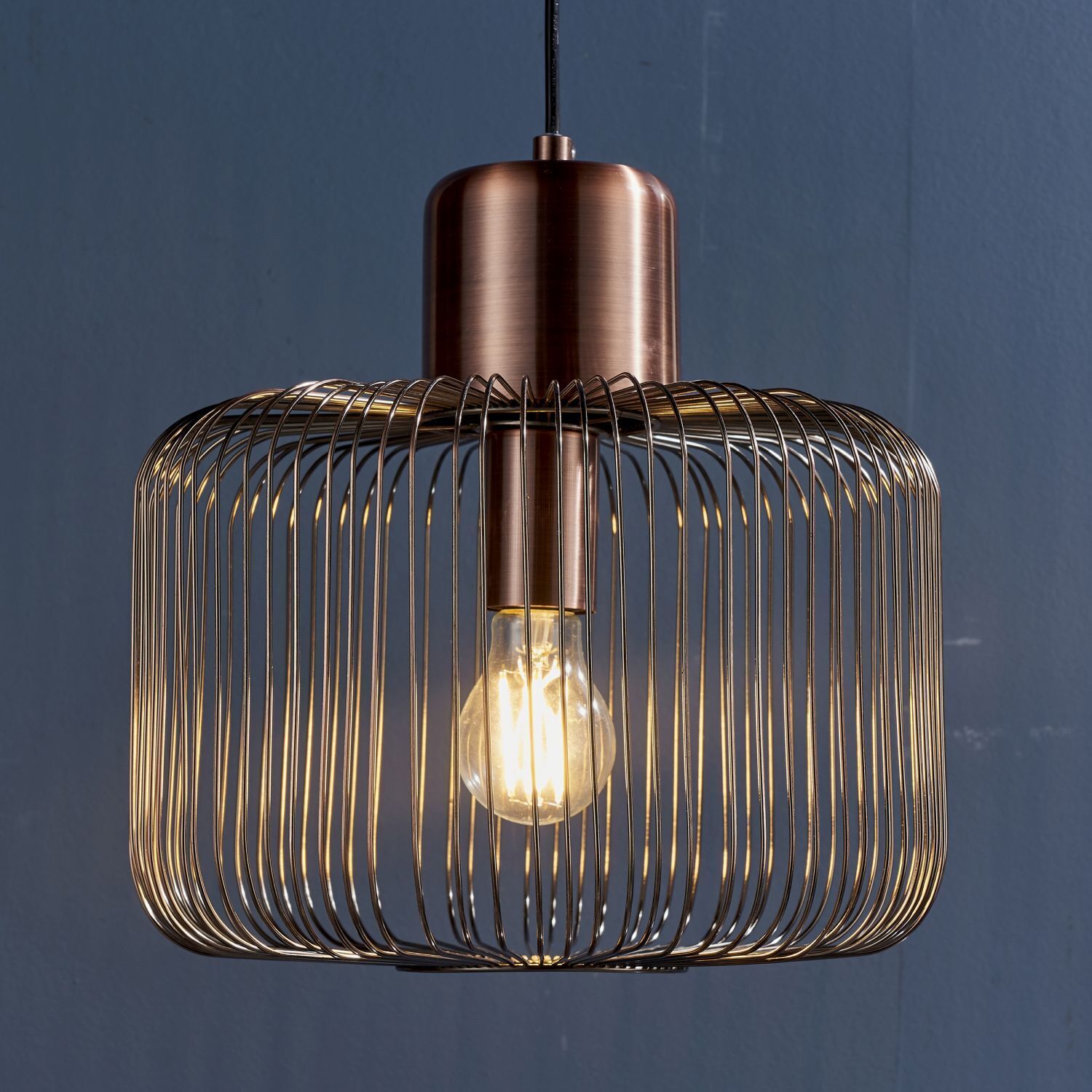 Lampe à suspendre en métal Ø 30 cm en cuivre antique Industrial E27