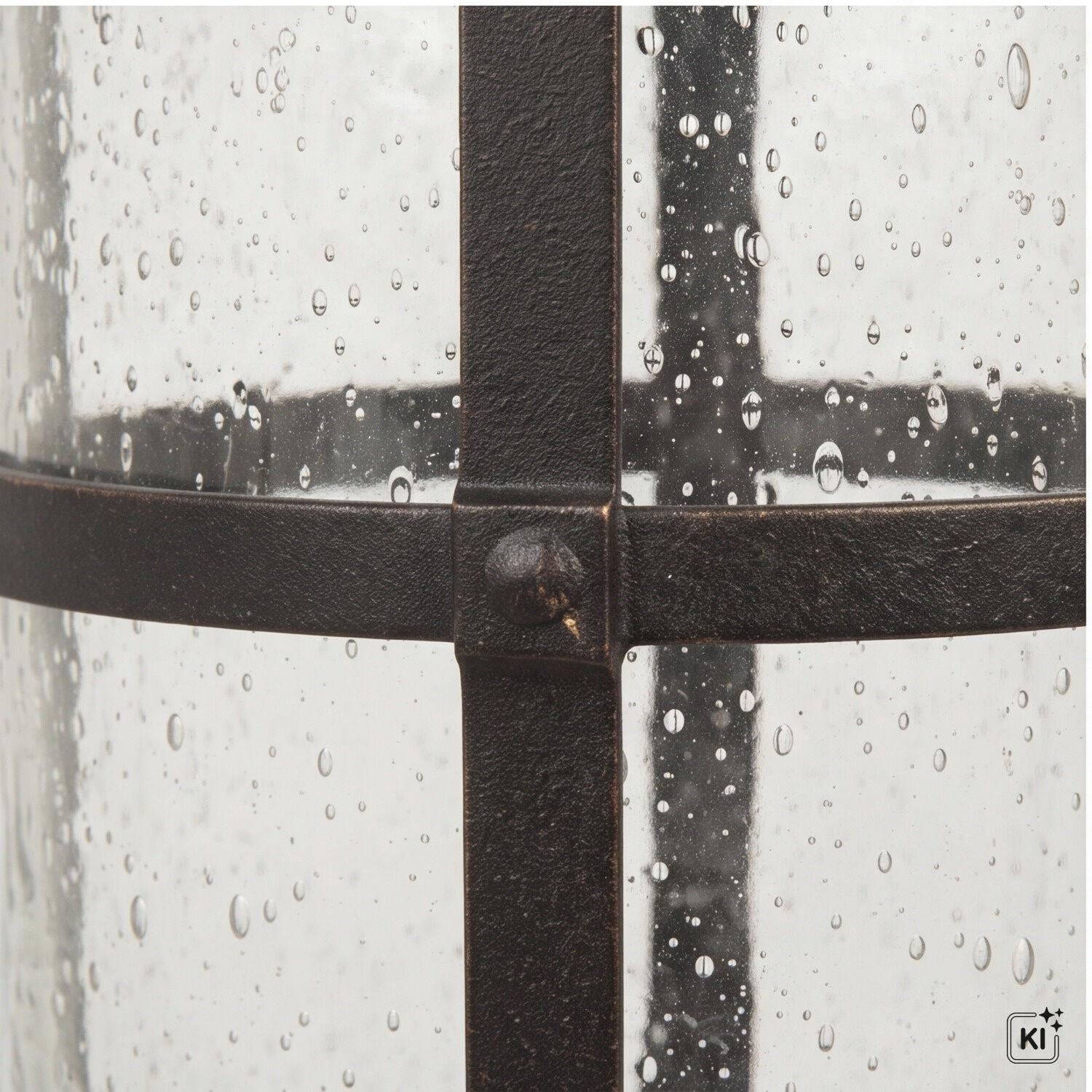 Glas, Wasserbehälter, Metallrahmen, Größe unbekannt, Rostfrei