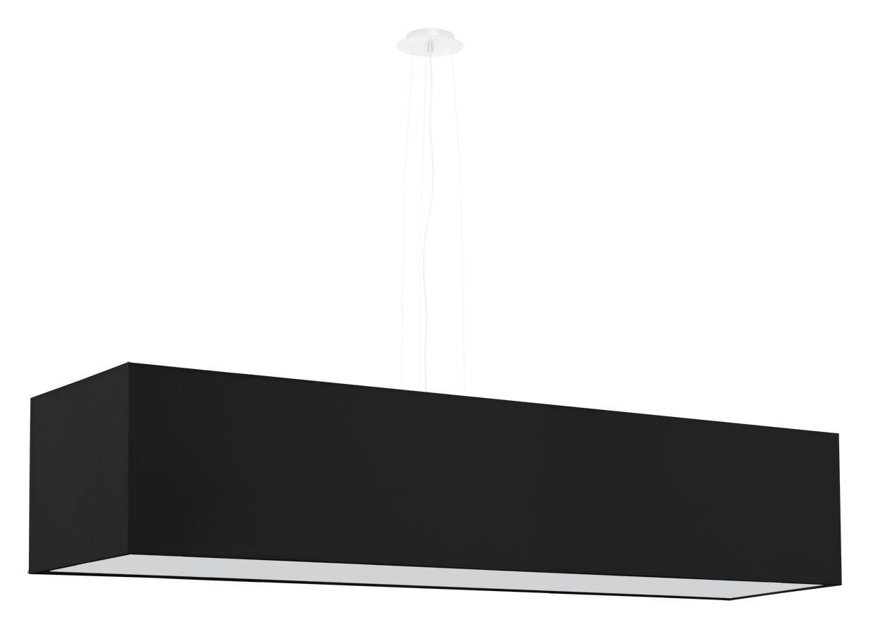 Lampe à suspendre carrée tissu verre noir réglable 5x E27
