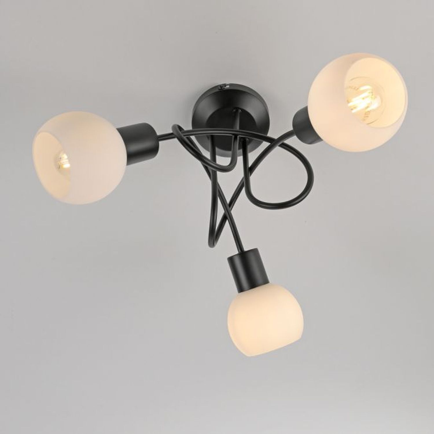 Lampe de plafonnier métal verre L:38 cm incl E14 décoratif
