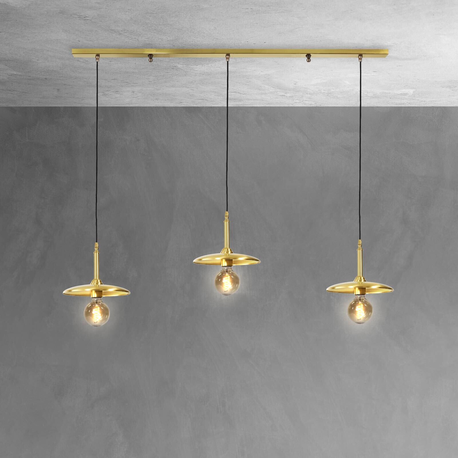 Lampe à suspendre 3 flammes en bronze clair E27 laiton massif Leuchter, Lampe, Leuchte