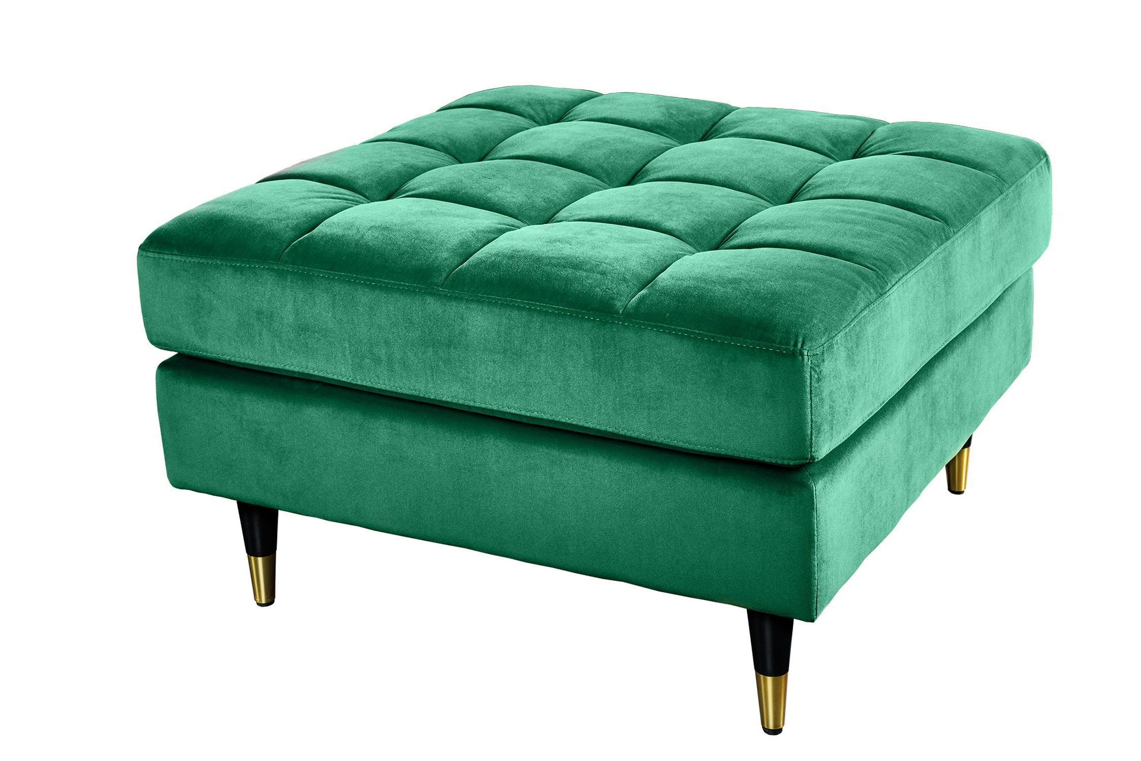 Pouf velours vert L : 80 cm Design rétro SOPHIA