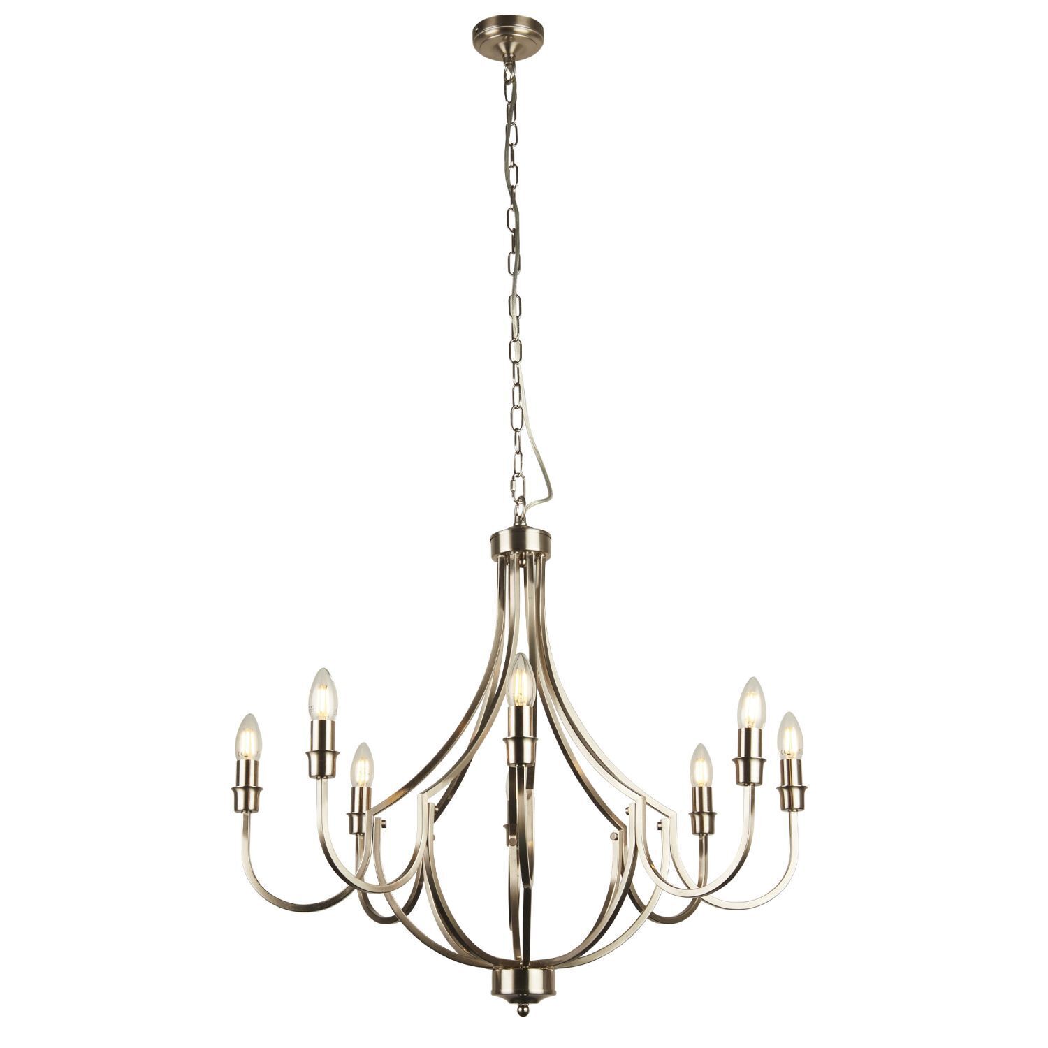 Lustre Rustikal Ø 75 cm en argent mat 8x E14