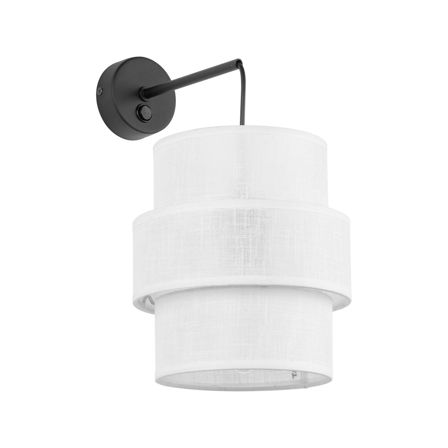 Applique murale avec interrupteur Tissu Métal Blanc Noir E27 GREET Lampe
