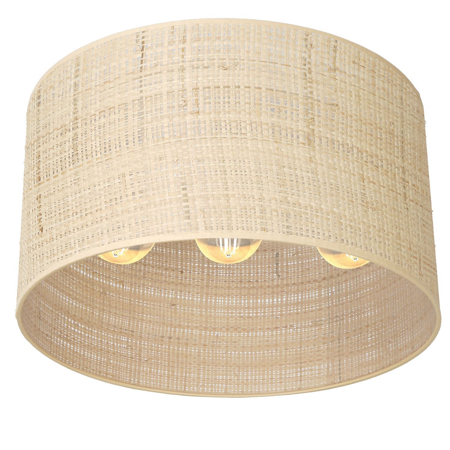 Lampe de plafond rotin métal Ø40 cm E27 Loft noir naturel