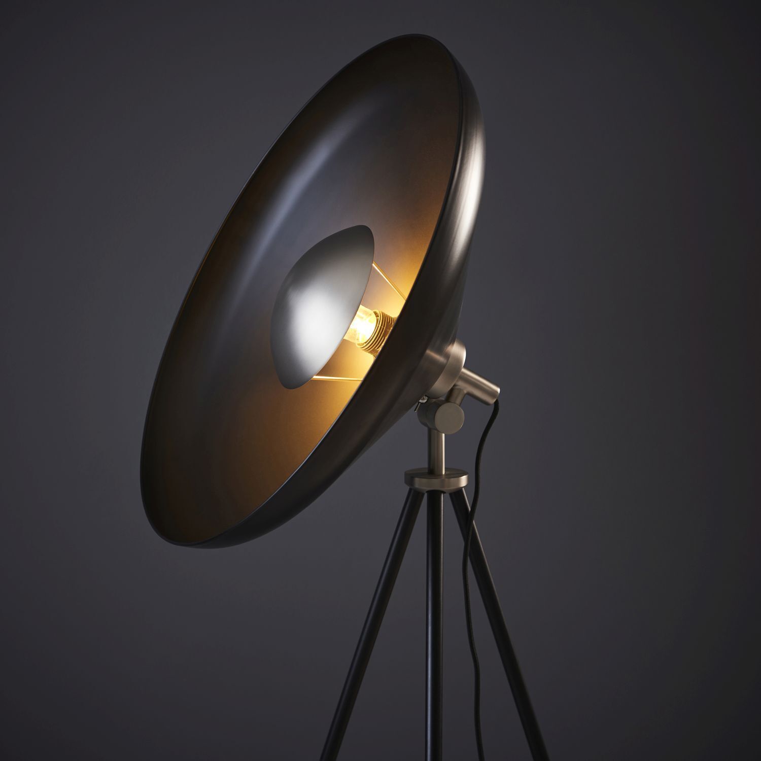 Lampadaire métal 146 cm trépied abat-jour réglable E27