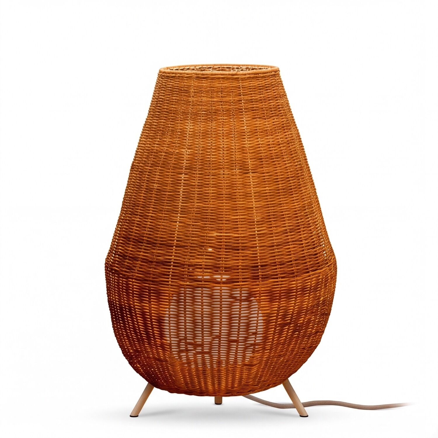 Licht, Tischlampe, Korb, Rattan, Lampe