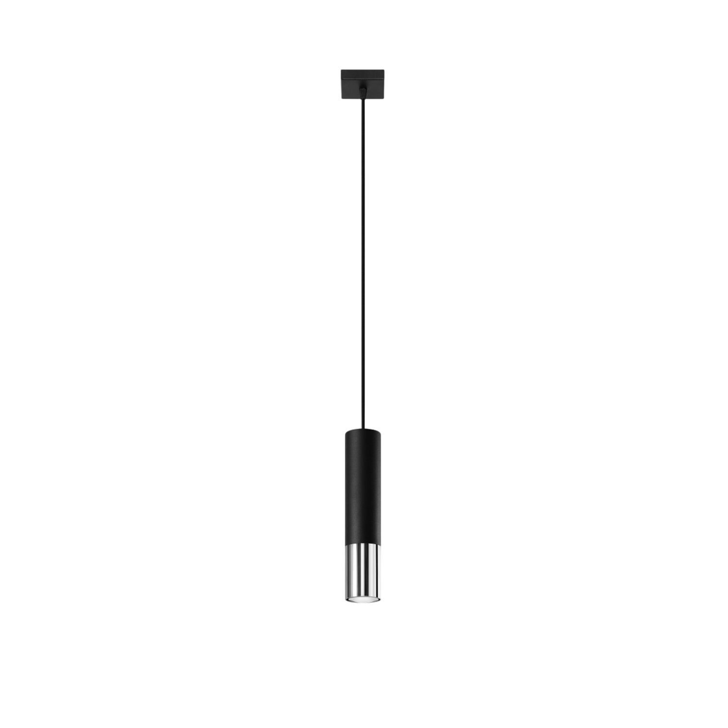 Lampe à suspendre EDYTH Noir Chrome Métal Ø 5 cm étroit GU10