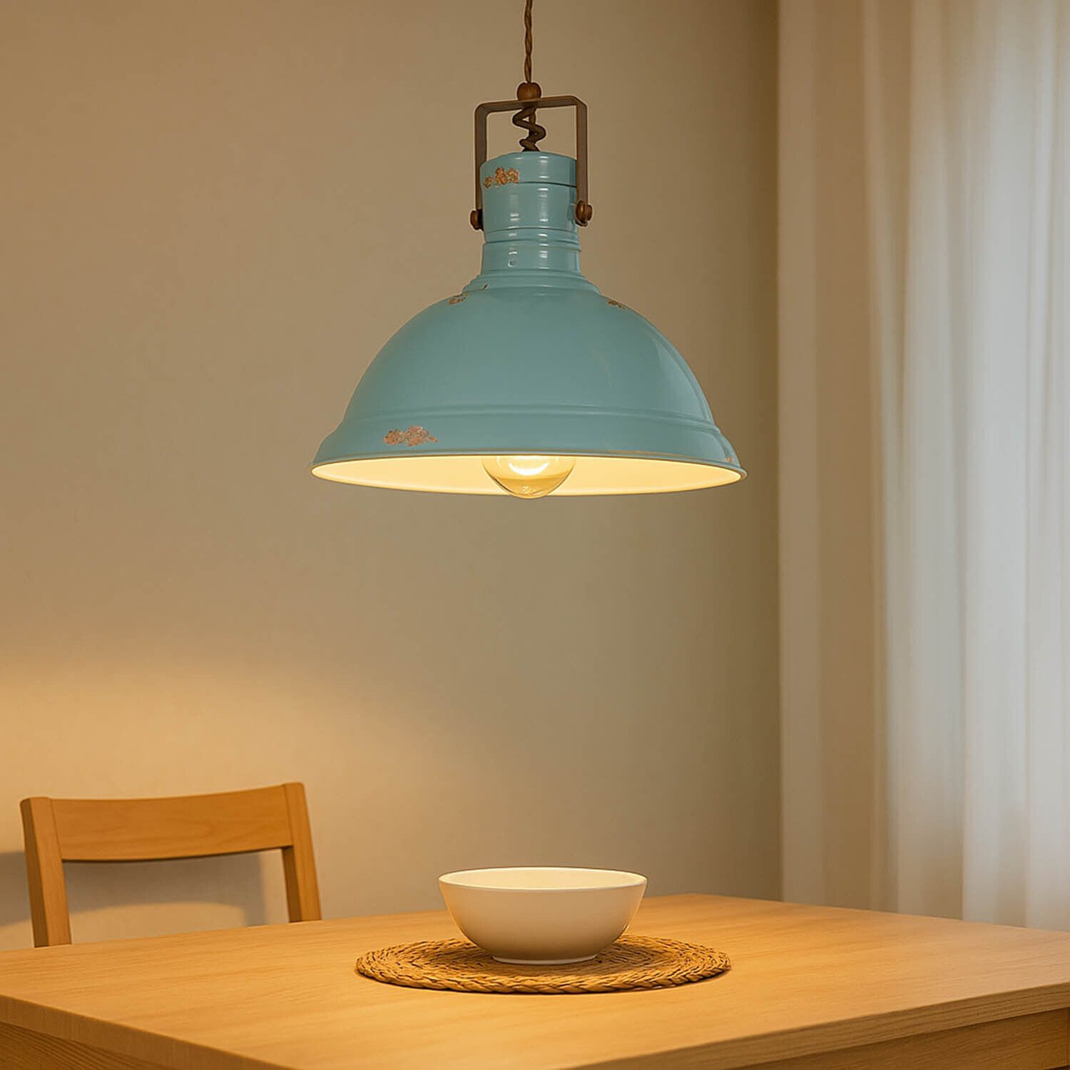 Lampe à suspendre céramique métal E27 D : 40 cm rond